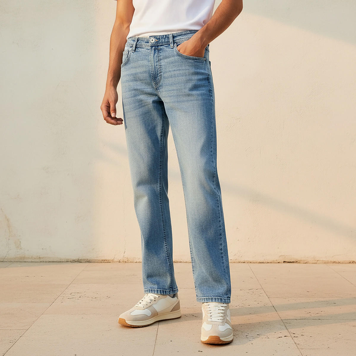 بنطلون جينز رجالي بقصة مستقيمة وخصر عالي-men-clothing-jeans-image-1