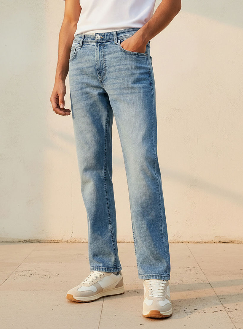 بنطلون جينز رجالي بقصة مستقيمة وخصر عالي-men-clothing-jeans-image-1