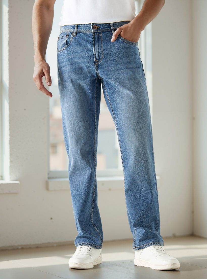 بنطلون جينز رجالي بقصة مستقيمة وخصر عالي-men-clothing-jeans-image-1