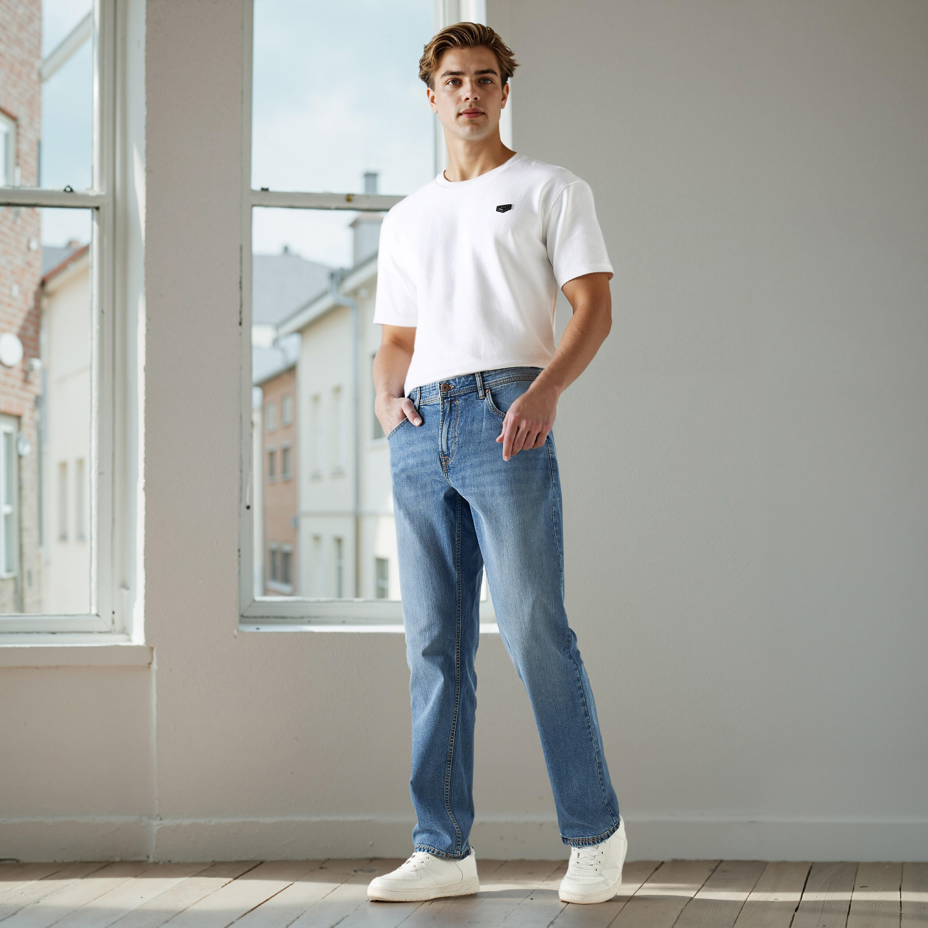بنطلون جينز رجالي بقصة مستقيمة وخصر عالي-men-clothing-jeans-image-2