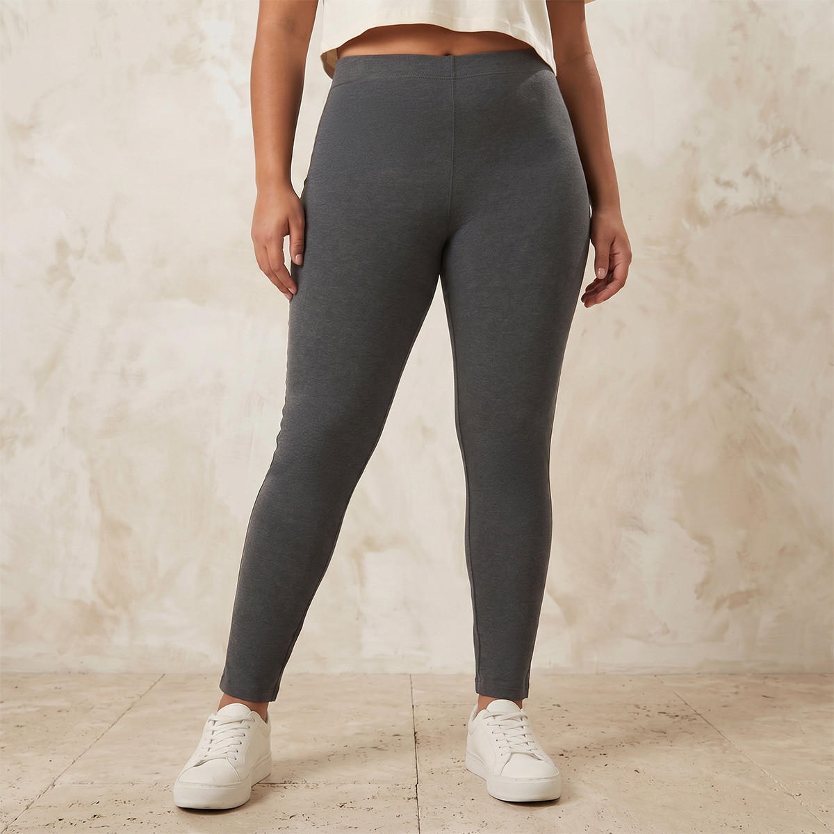Ulla Popken Plus Elasticated Waist Leggings-women-clothing-leggings-image-1
