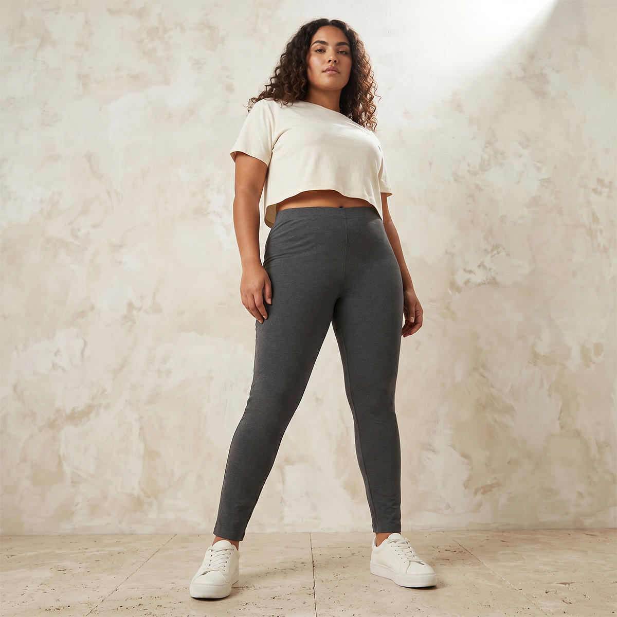 Ulla Popken Plus Elasticated Waist Leggings-women-clothing-leggings-image-3