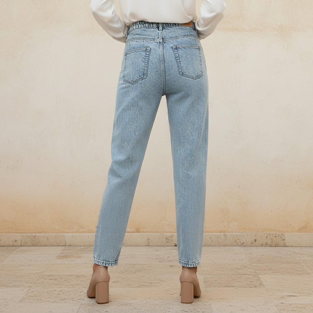 بنطلون جينز بقصة موم وخصر عالي-women-clothing-bottoms-jeans-image-4