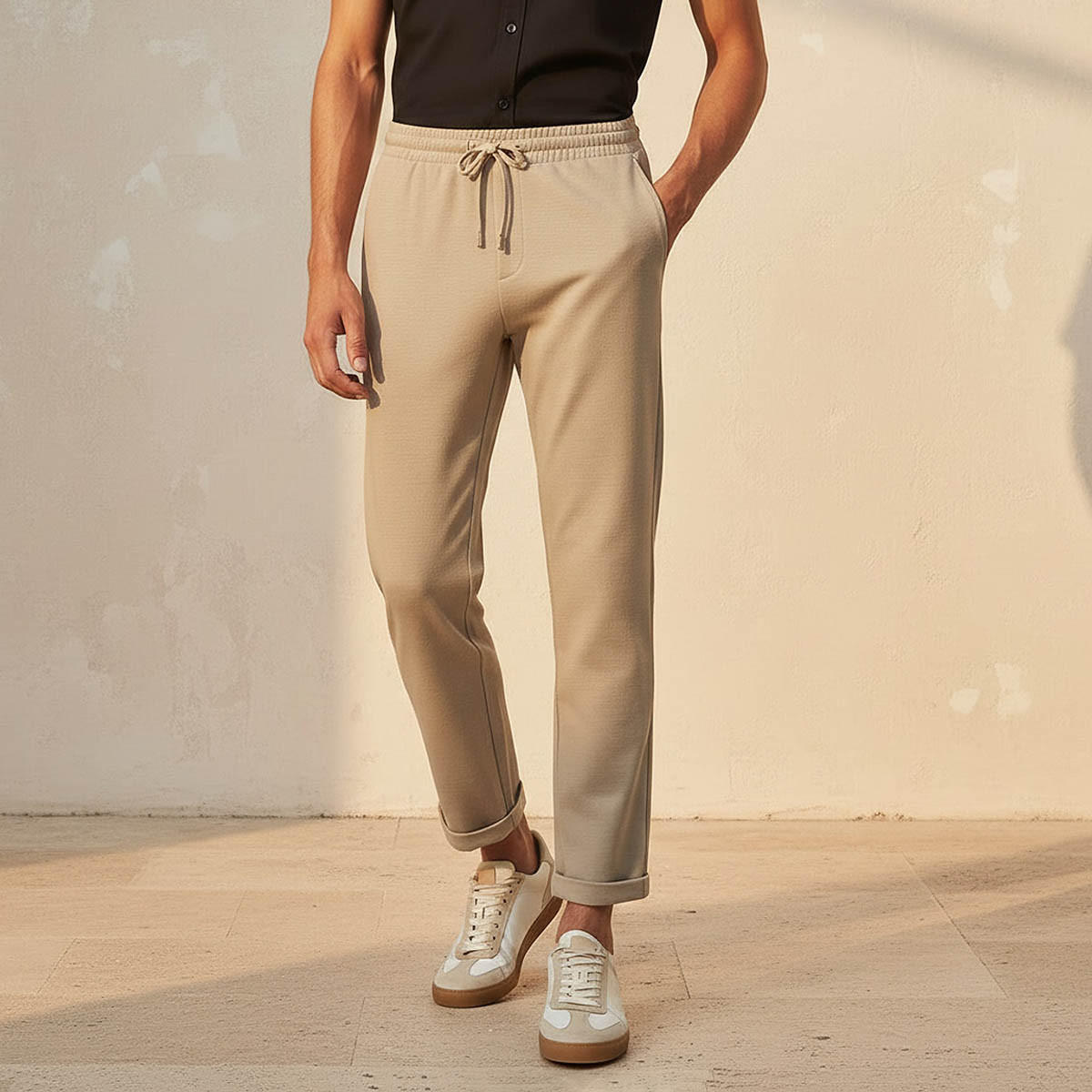 بنطلون رجالي بقصة عادية وملمس بارز-men-clothing-trousersandchinos-trousers-image-1