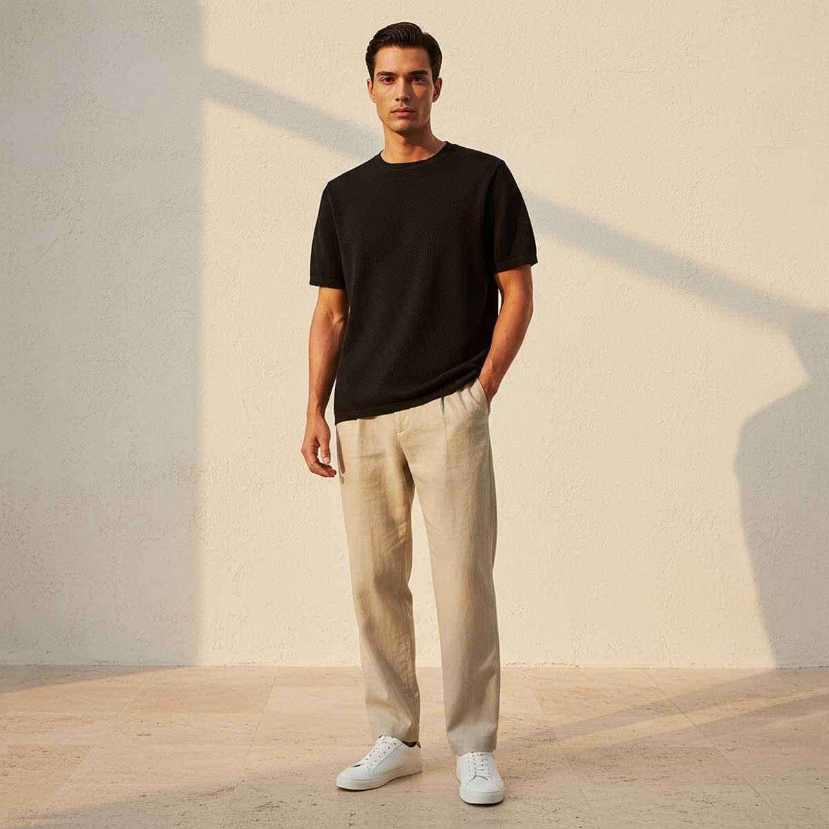 Iconic Regular Fit Crew Neck Short Sleeves Textured T-shirt-men-clothing-tshirtsandpolos-tshirts-image-3