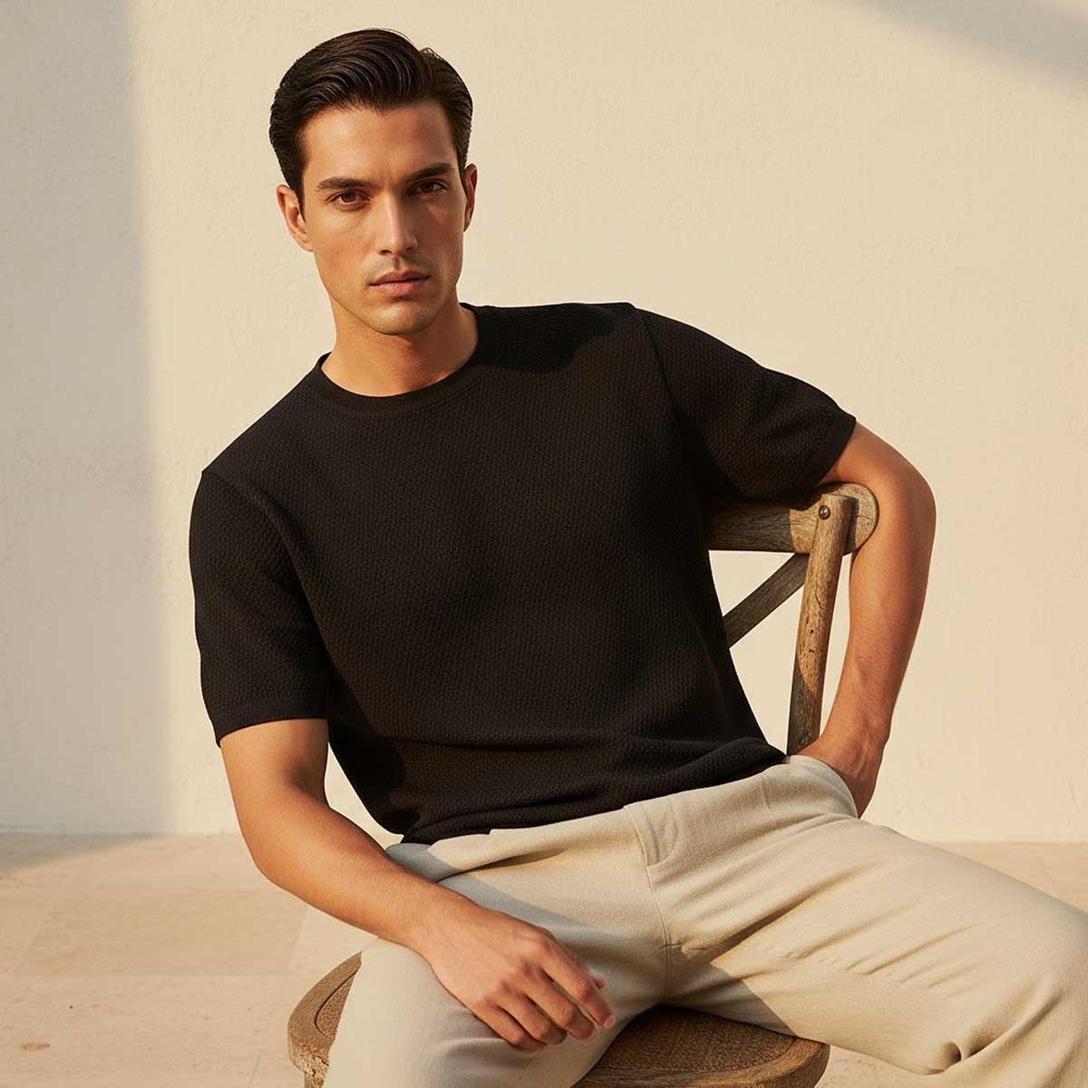Iconic Regular Fit Crew Neck Short Sleeves Textured T-shirt-men-clothing-tshirtsandpolos-tshirts-image-5