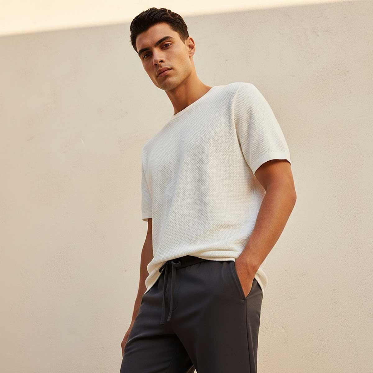 Iconic Regular Fit Crew Neck Short Sleeves Textured T-shirt-men-clothing-tshirtsandpolos-tshirts-image-1