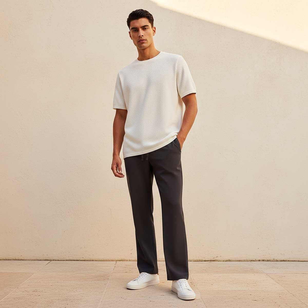 Iconic Regular Fit Crew Neck Short Sleeves Textured T-shirt-men-clothing-tshirtsandpolos-tshirts-image-3