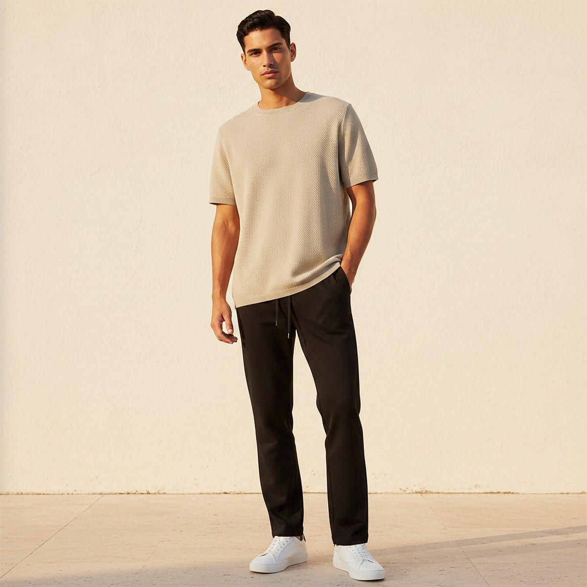 Iconic Regular Fit Crew Neck Short Sleeves Textured T-shirt-men-clothing-tshirtsandpolos-tshirts-image-3