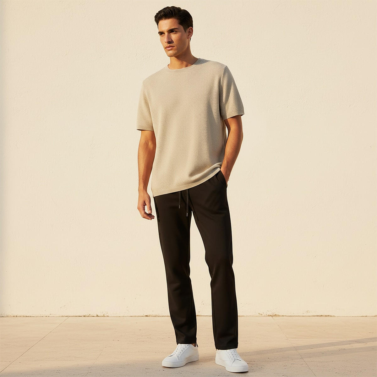Iconic Regular Fit Crew Neck Short Sleeves Textured T-shirt-men-clothing-tshirtsandpolos-tshirts-image-5