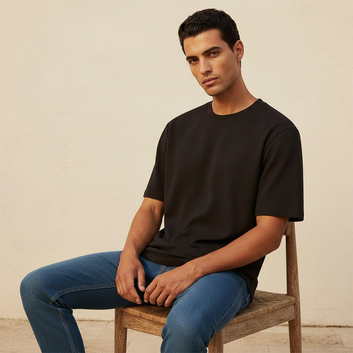 Splash Basic Relaxed Fit Crew Neck Short Sleeves Textured T-shirt-men-clothing-tshirtsandpolos-tshirts-image-5