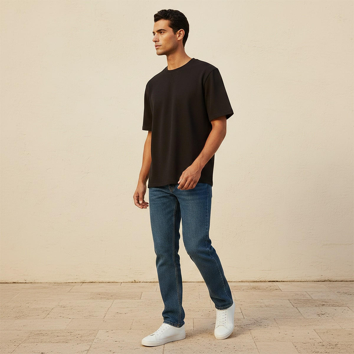 Splash Basic Relaxed Fit Crew Neck Short Sleeves Textured T-shirt-men-clothing-tshirtsandpolos-tshirts-image-6