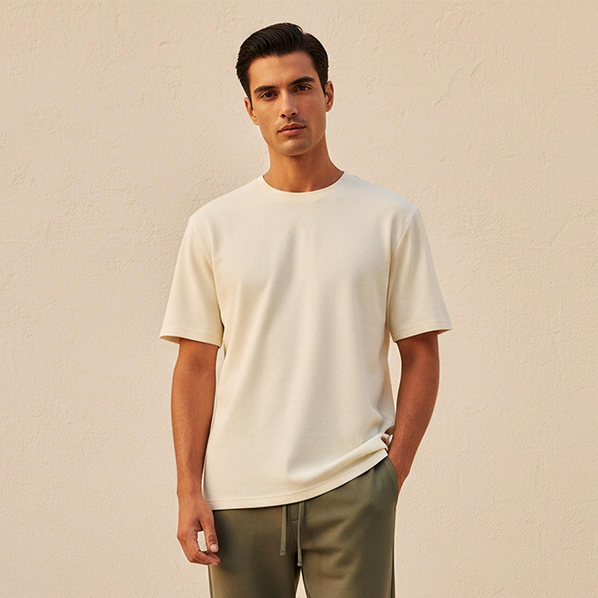 Splash Basic Relaxed Fit Crew Neck Short Sleeves Textured T-shirt-men-clothing-tshirtsandpolos-tshirts-image-1