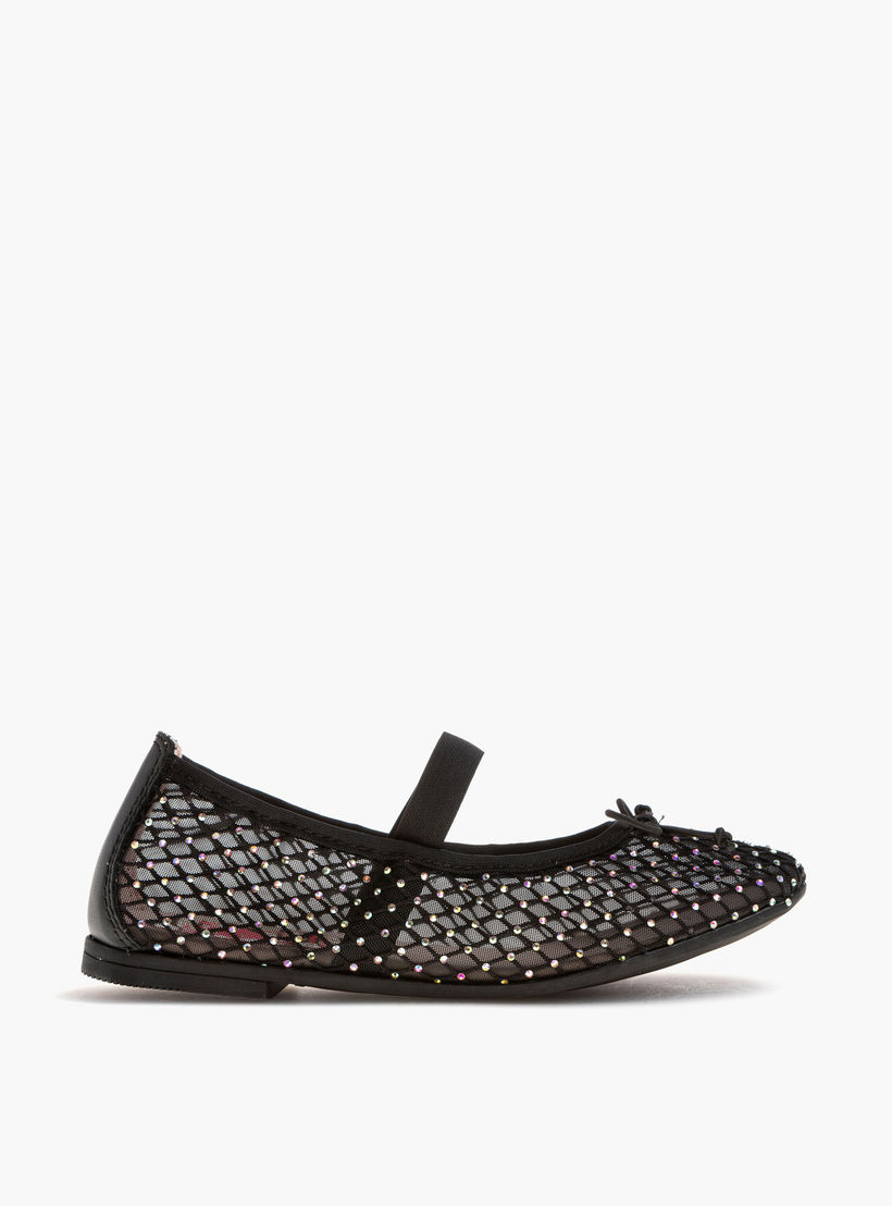 Pablosky Girls' Embellished Ballerina Shoes with Elasticated Strap-girls-shoes-ballerinas-image-2