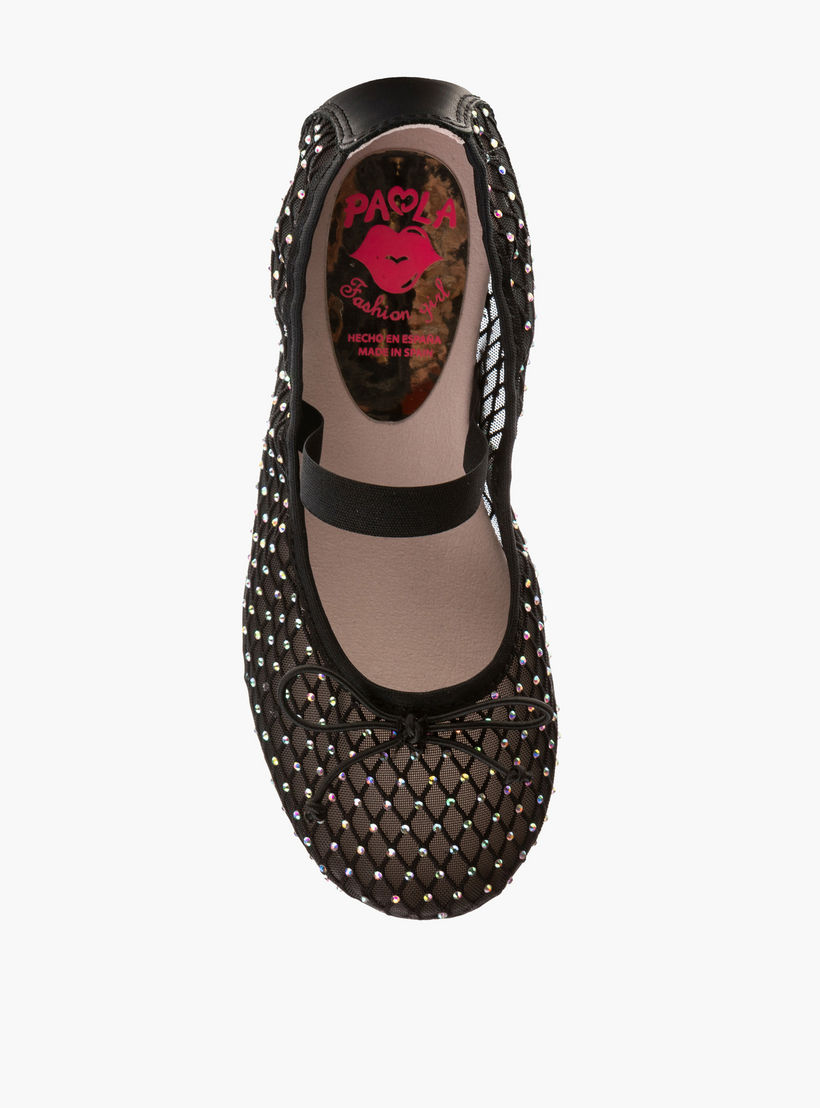 Pablosky Girls' Embellished Ballerina Shoes with Elasticated Strap-girls-shoes-ballerinas-image-4