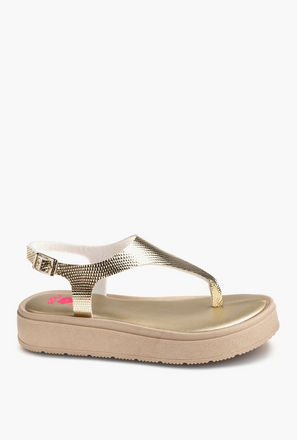 Pablosky Girls' Textured Sandals with Buckle Closure-girls-shoes-image-1