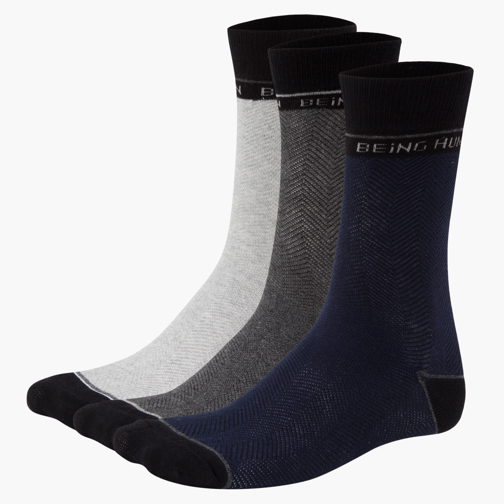 Being Human Crew-length Socks - Set of 3-men-socks-image-1