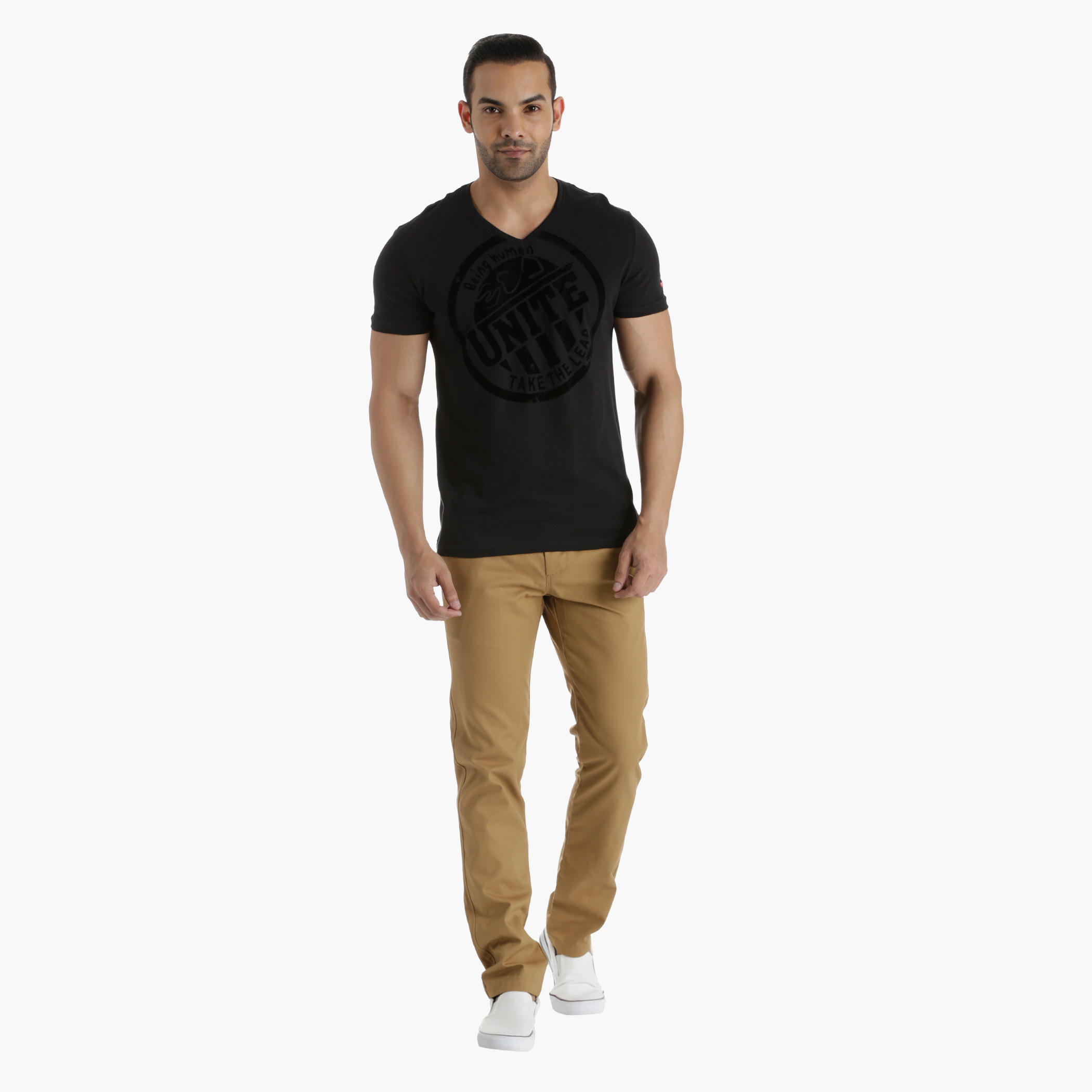 Being Human Cotton T-Shirt with V-Neck in Regular Fit-men-clothing-tshirtsandpolos-tshirts-image-1