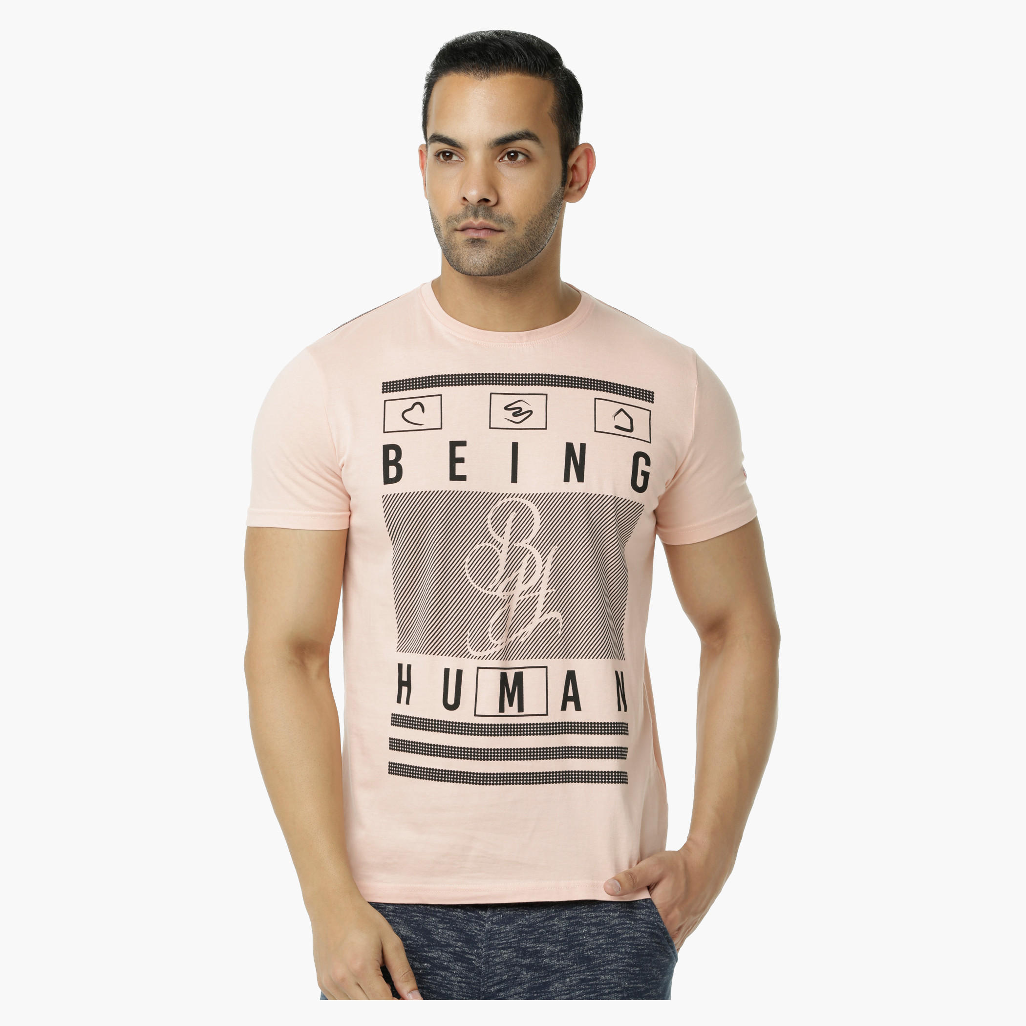 Being Human Printed Crew Neck Cotton T-Shirt with Short Sleeves-men-clothing-tshirtsandpolos-tshirts-image-1