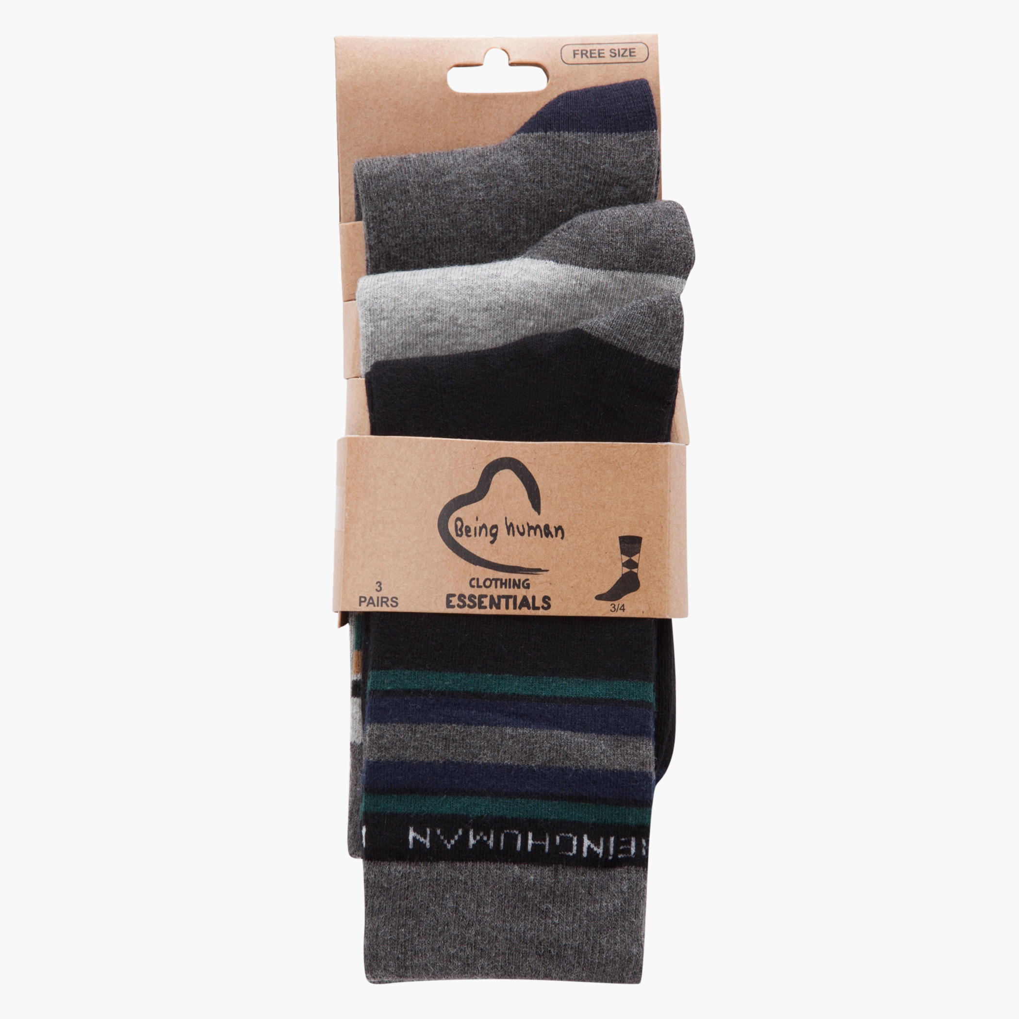 Being Human Cotton Crew Socks - Set of 3-men-socks-image-2