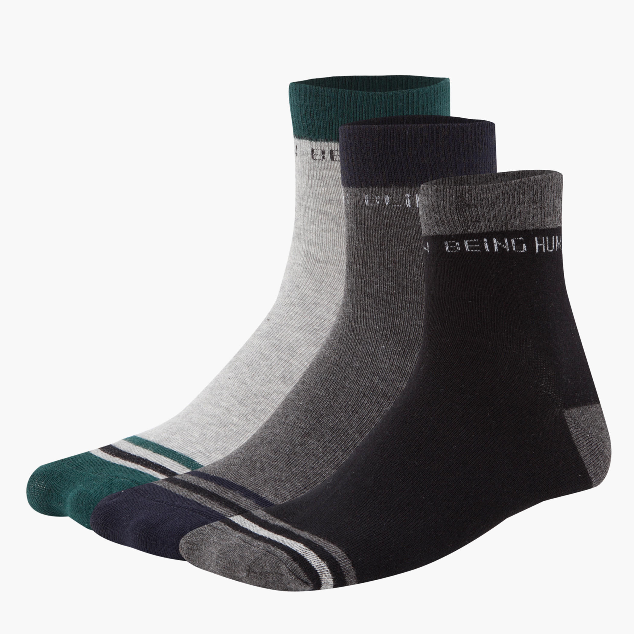Being Human Cotton Ankle Socks - Set of 3-men-socks-image-1