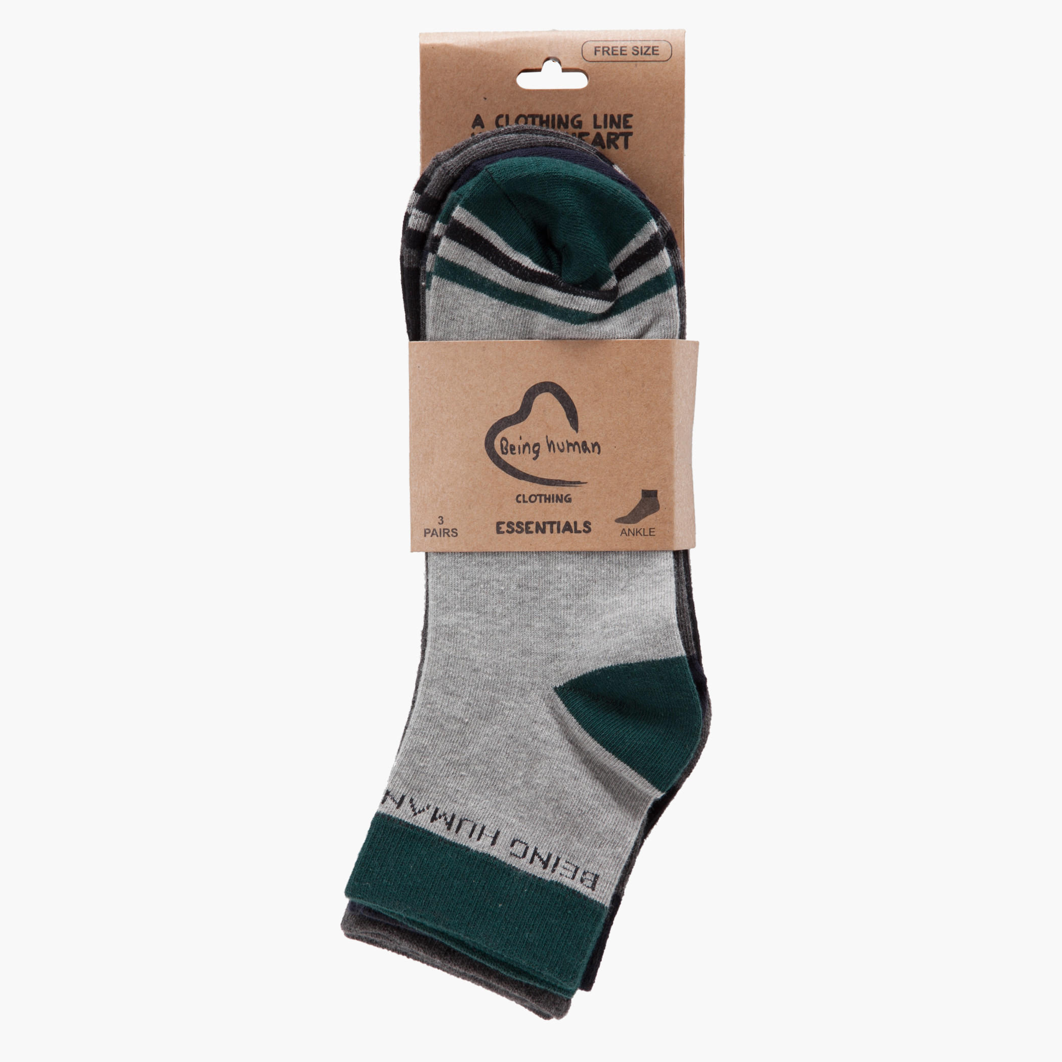 Being Human Cotton Ankle Socks - Set of 3-men-socks-image-2