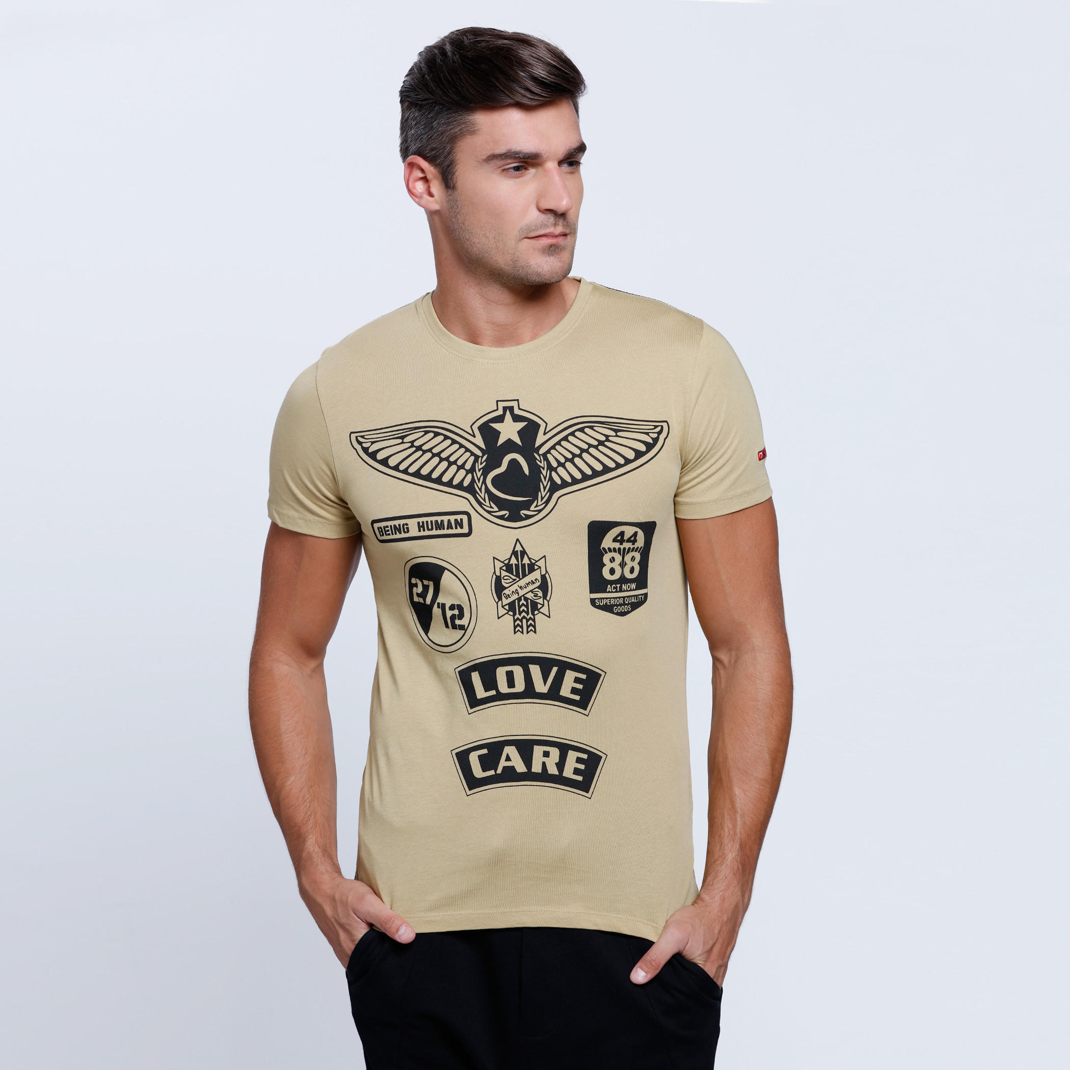 Being Human Printed Short Sleeves T-Shirt with Crew Neckline-men-clothing-tshirtsandpolos-tshirts-image-1