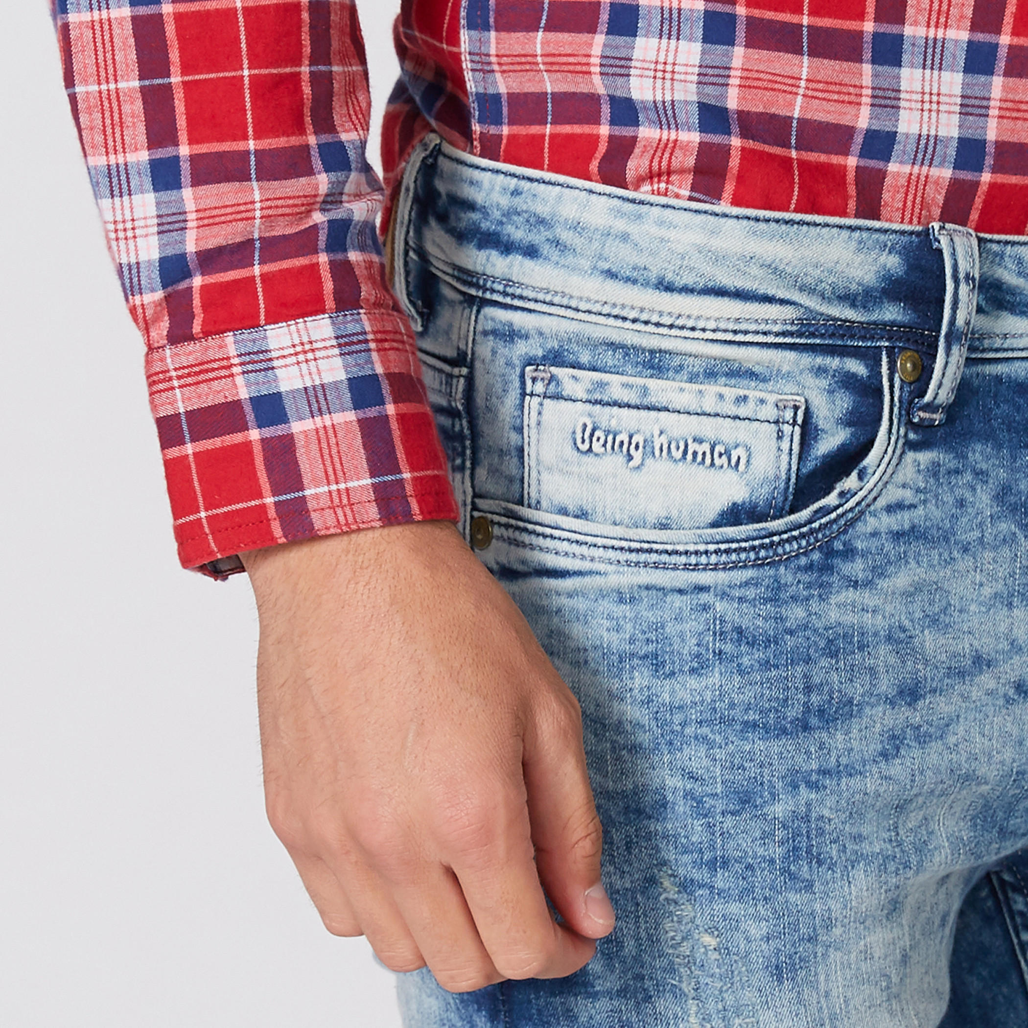 بنطال جينز طويل بجيوب بيينج هيومان-men-clothing-bottoms-jeans-image-3