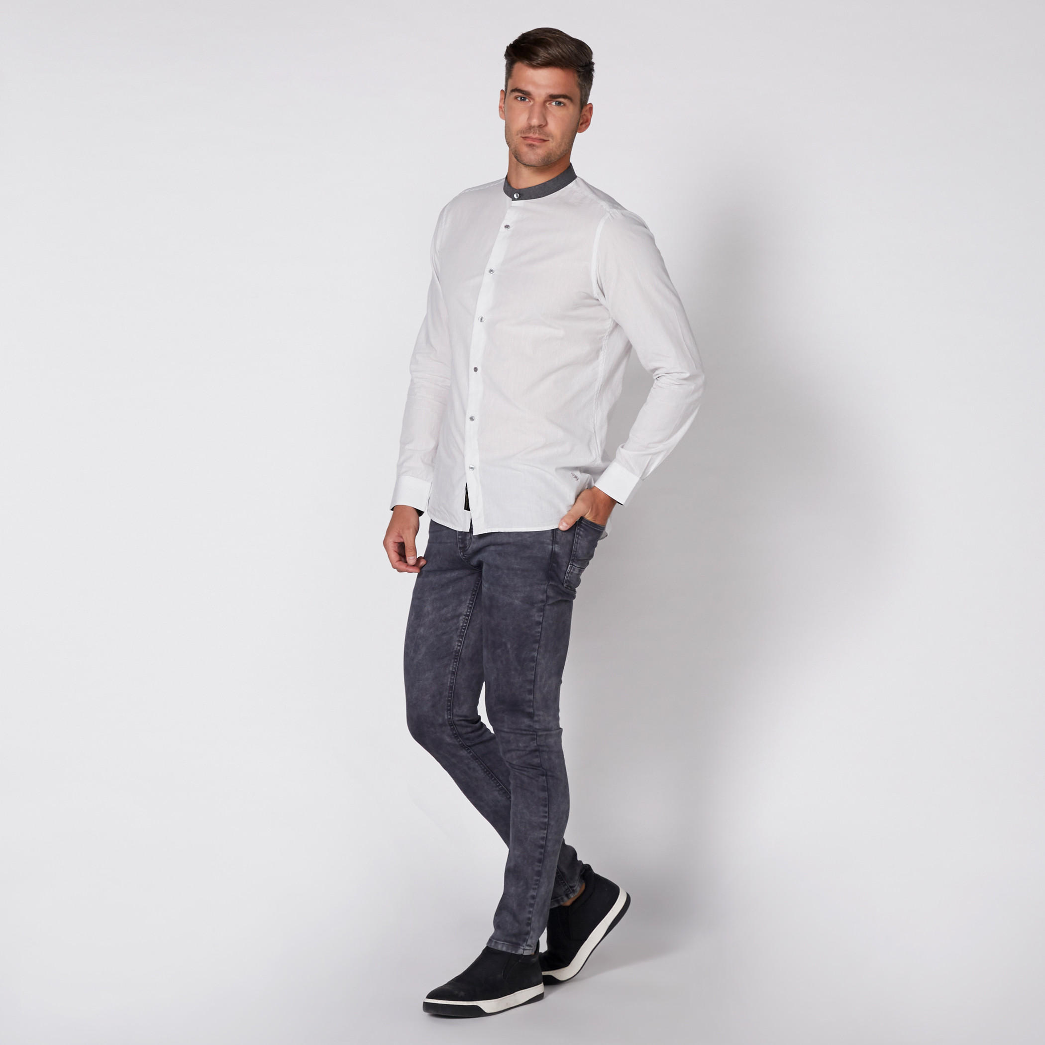 قميص بأكمام طويلة وياقة ماندارين وأزرار-men-clothing-shirts-image-3