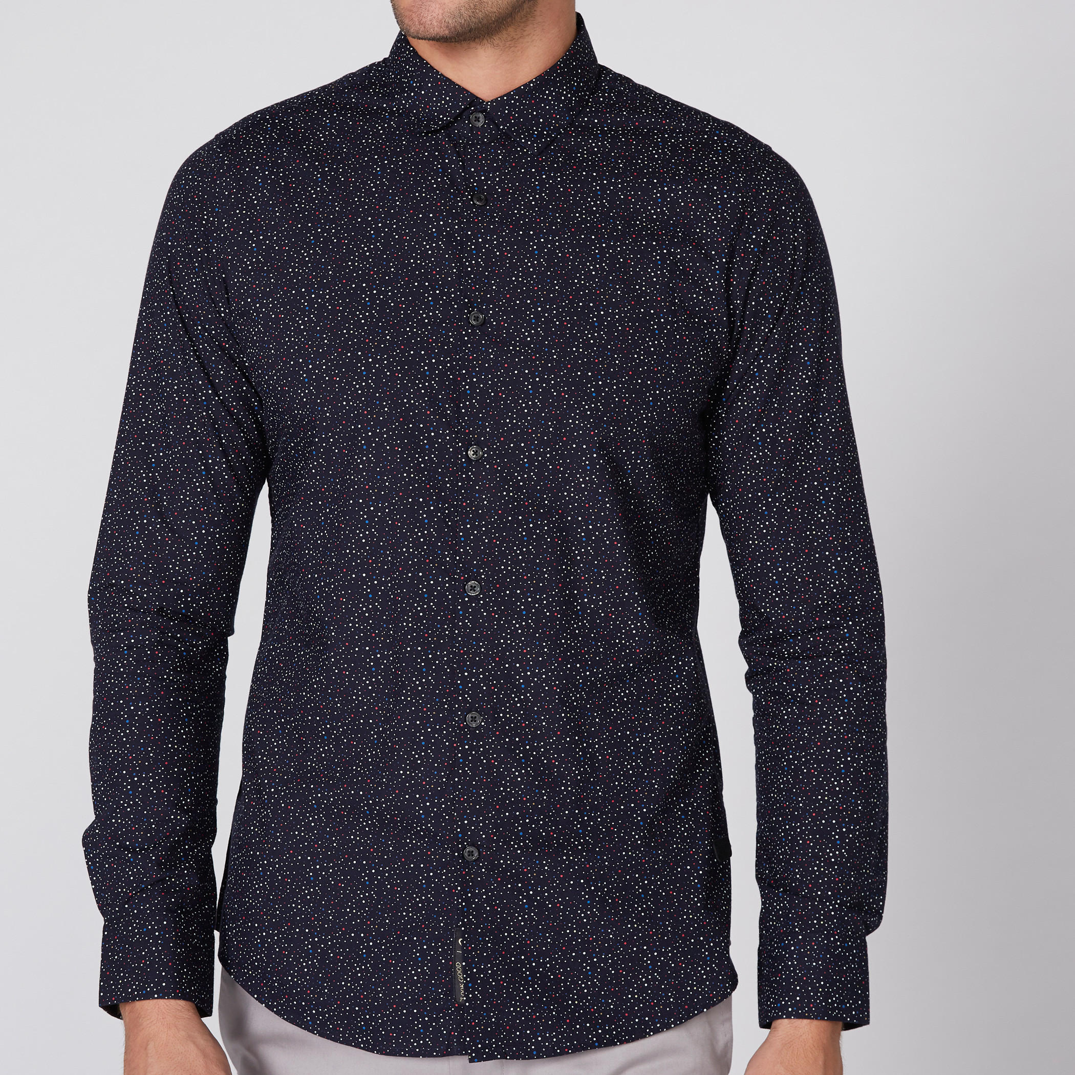 قميص بأكمام طويلة وأزرار مع طبعات بيينج هيومان-men-clothing-shirts-image-3
