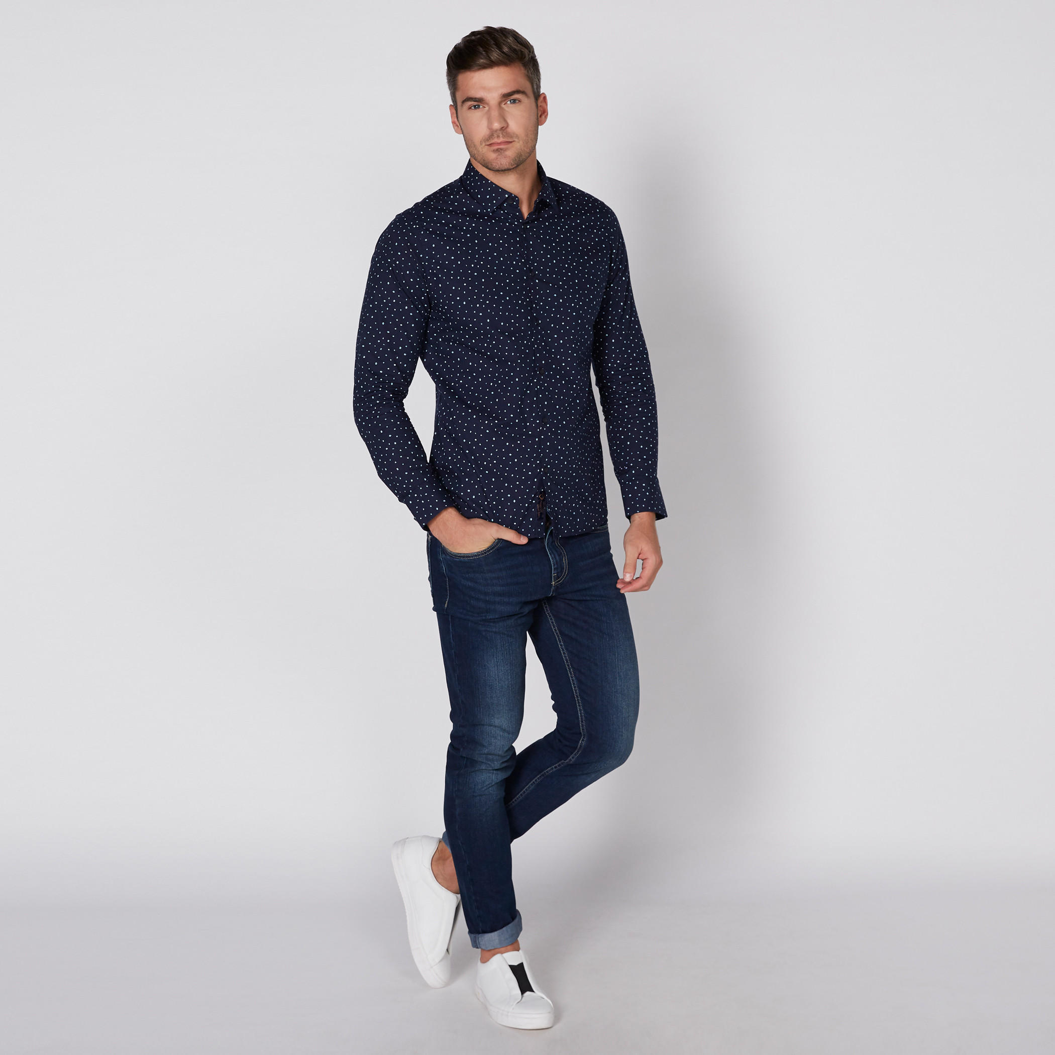 قميص بأكمام طويلة وأزرار مع طبعات بيينج هيومان-men-clothing-shirts-image-3