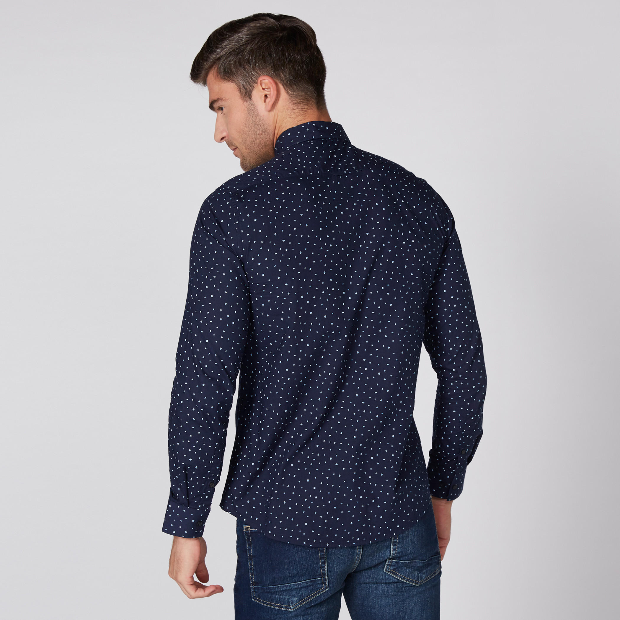 قميص بأكمام طويلة وأزرار مع طبعات بيينج هيومان-men-clothing-shirts-image-1