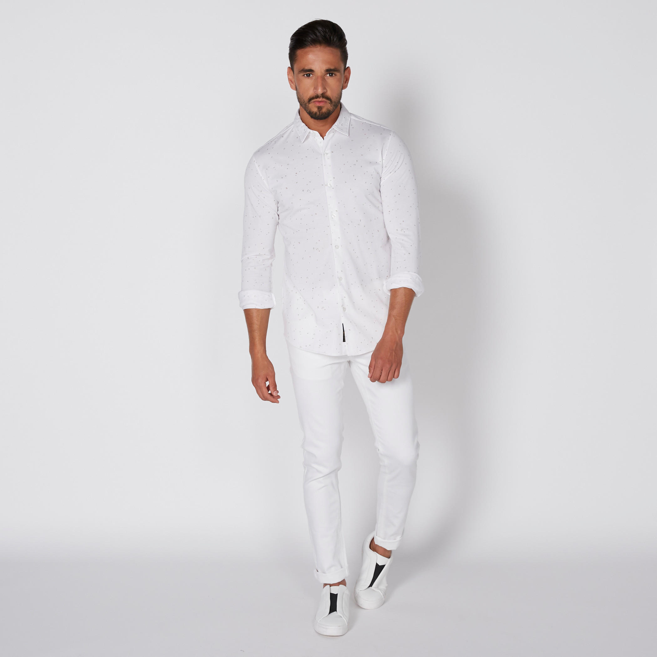 قميص بأكمام طويلة وأزرار مع طبعات بيينج هيومان-men-clothing-shirts-image-2