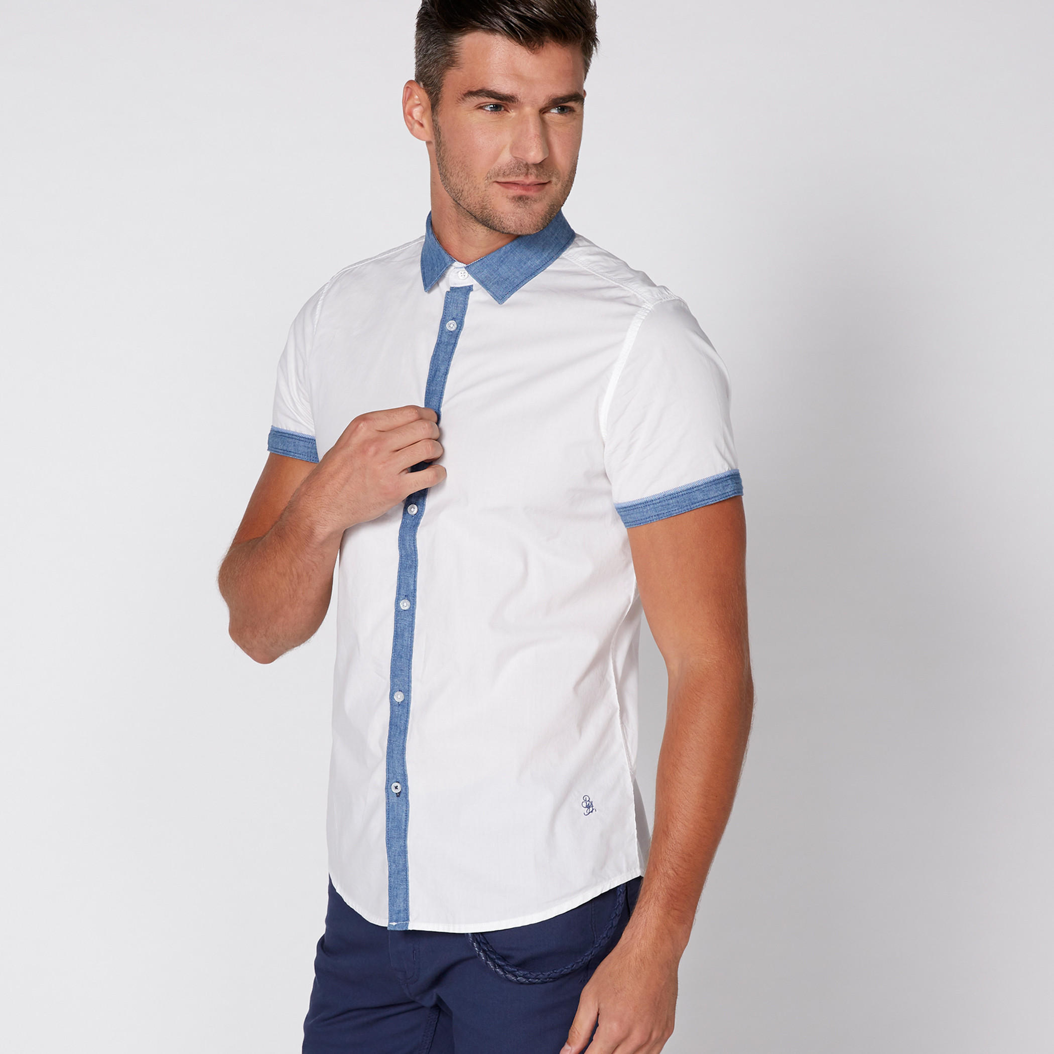 Being Human Short Sleeves Shirt with Contrast Placket-men-clothing-shirts-image-1
