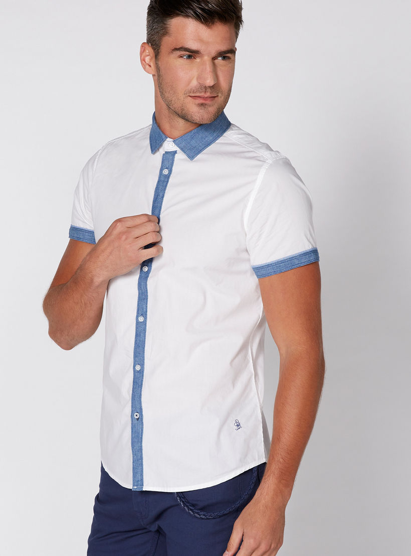 Being Human Short Sleeves Shirt with Contrast Placket-men-clothing-shirts-image-1