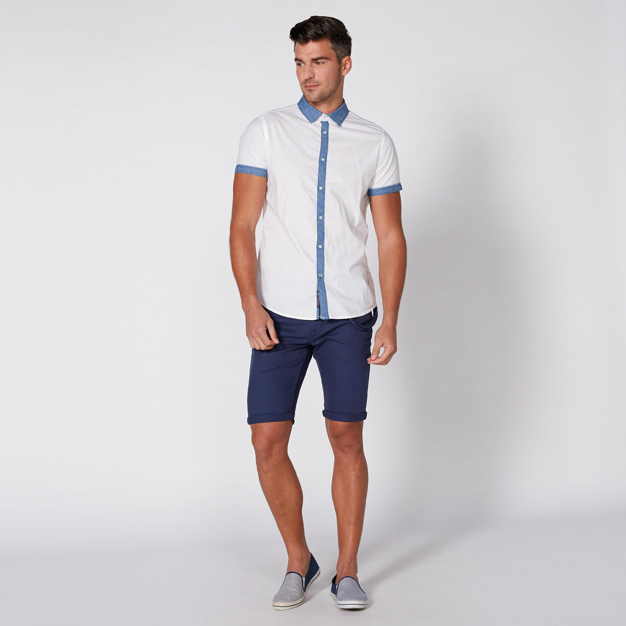 Being Human Short Sleeves Shirt with Contrast Placket-men-clothing-shirts-image-2