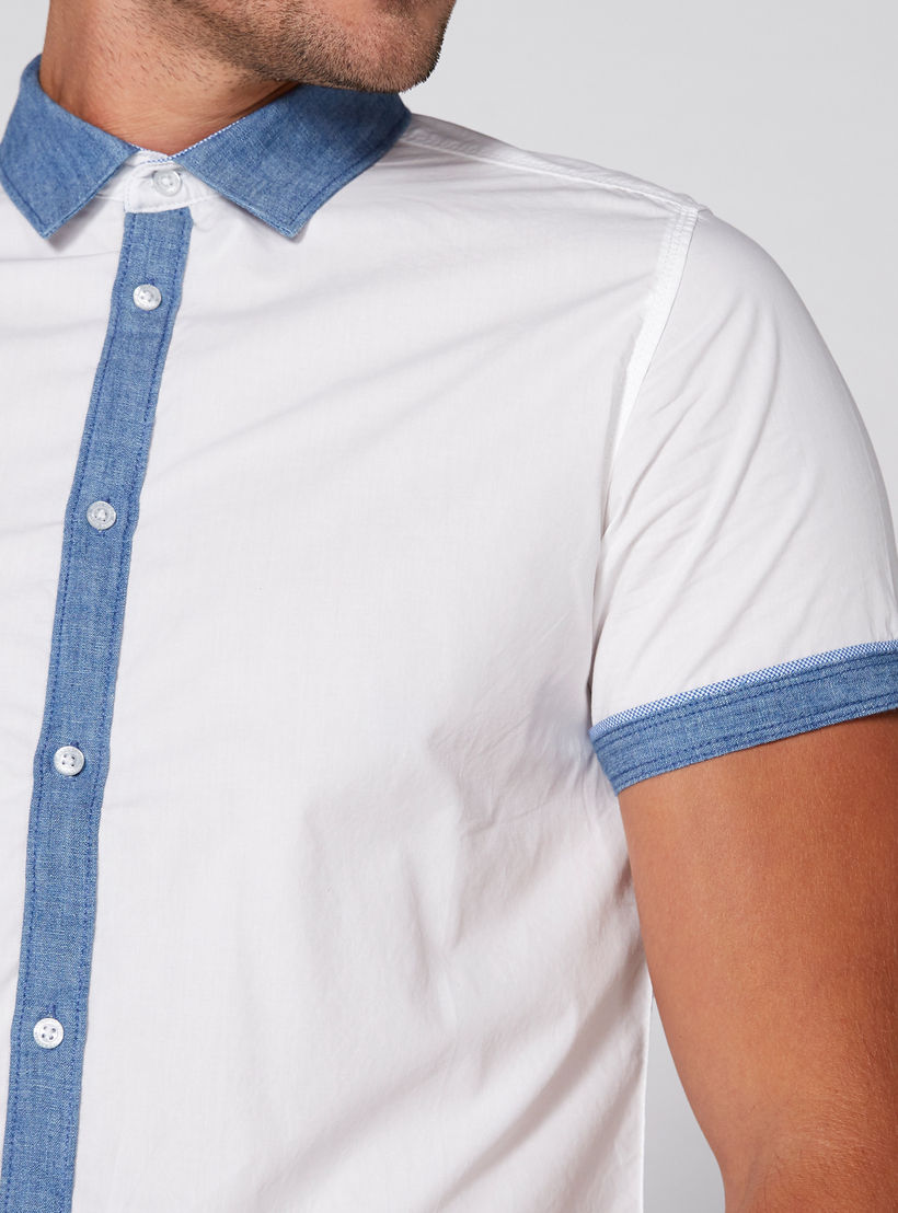 Being Human Short Sleeves Shirt with Contrast Placket-men-clothing-shirts-image-3