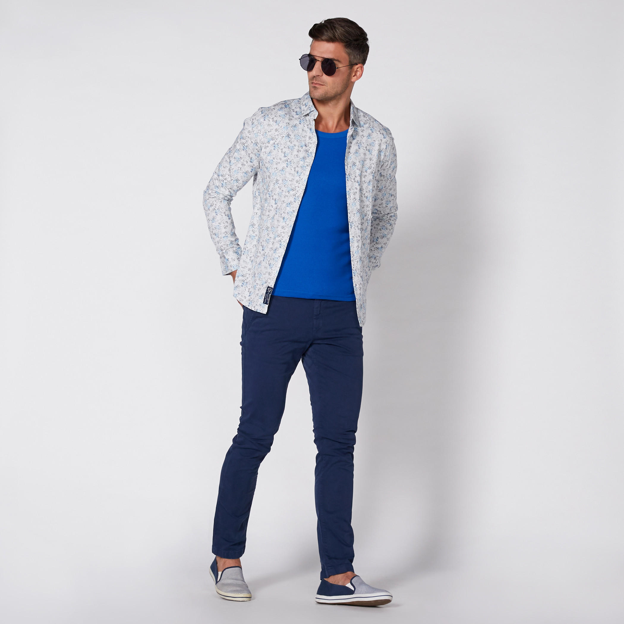قميص بأكمام طويلة وأزرار مع طبعات بيينج هيومن-men-clothing-shirts-image-2