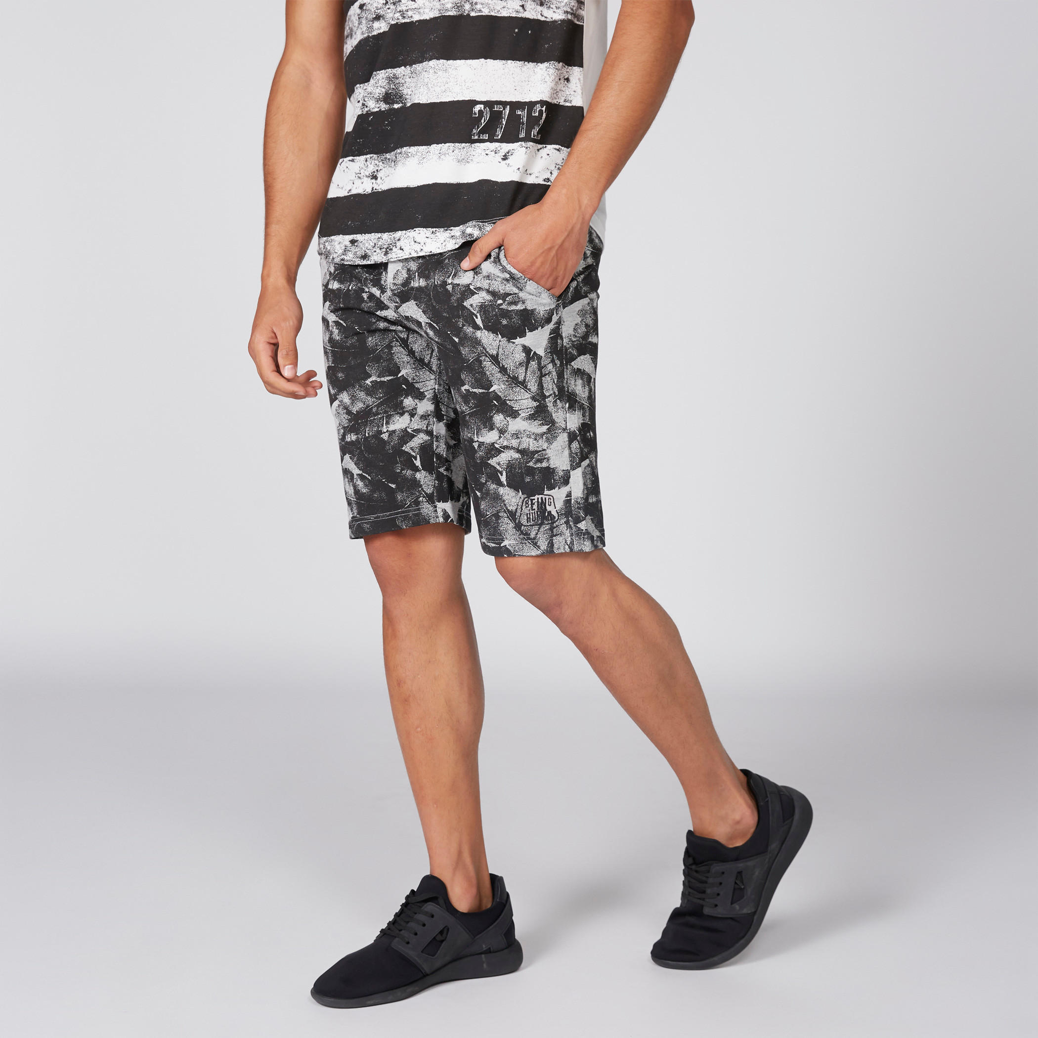 Being Human Printed Shorts with Elasticised Waistband-men-clothing-bottoms-shorts-image-4