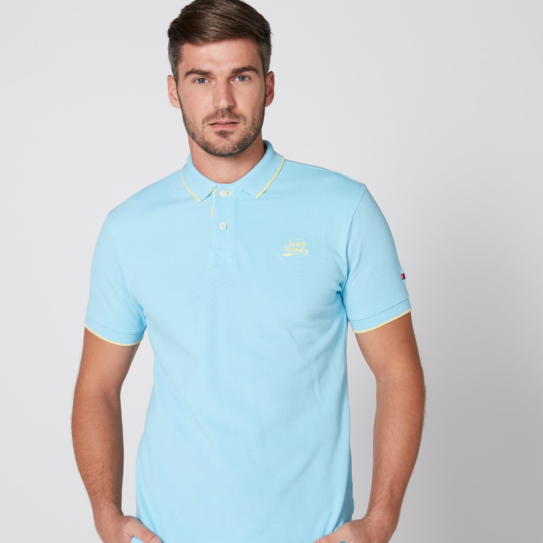 تيشيرت بياقة بولو وأكمام قصيرة بيينج هيومان-men-clothing-tshirtsandpolos-polos-image-2