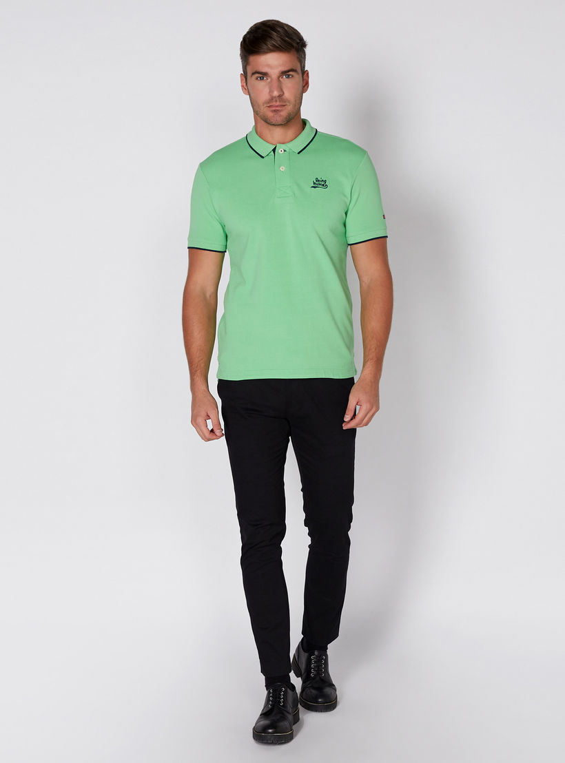 تيشيرت بياقة بولو وأكمام قصيرة وتطريز بيينج هيومان-men-clothing-tshirtsandpolos-polos-image-2