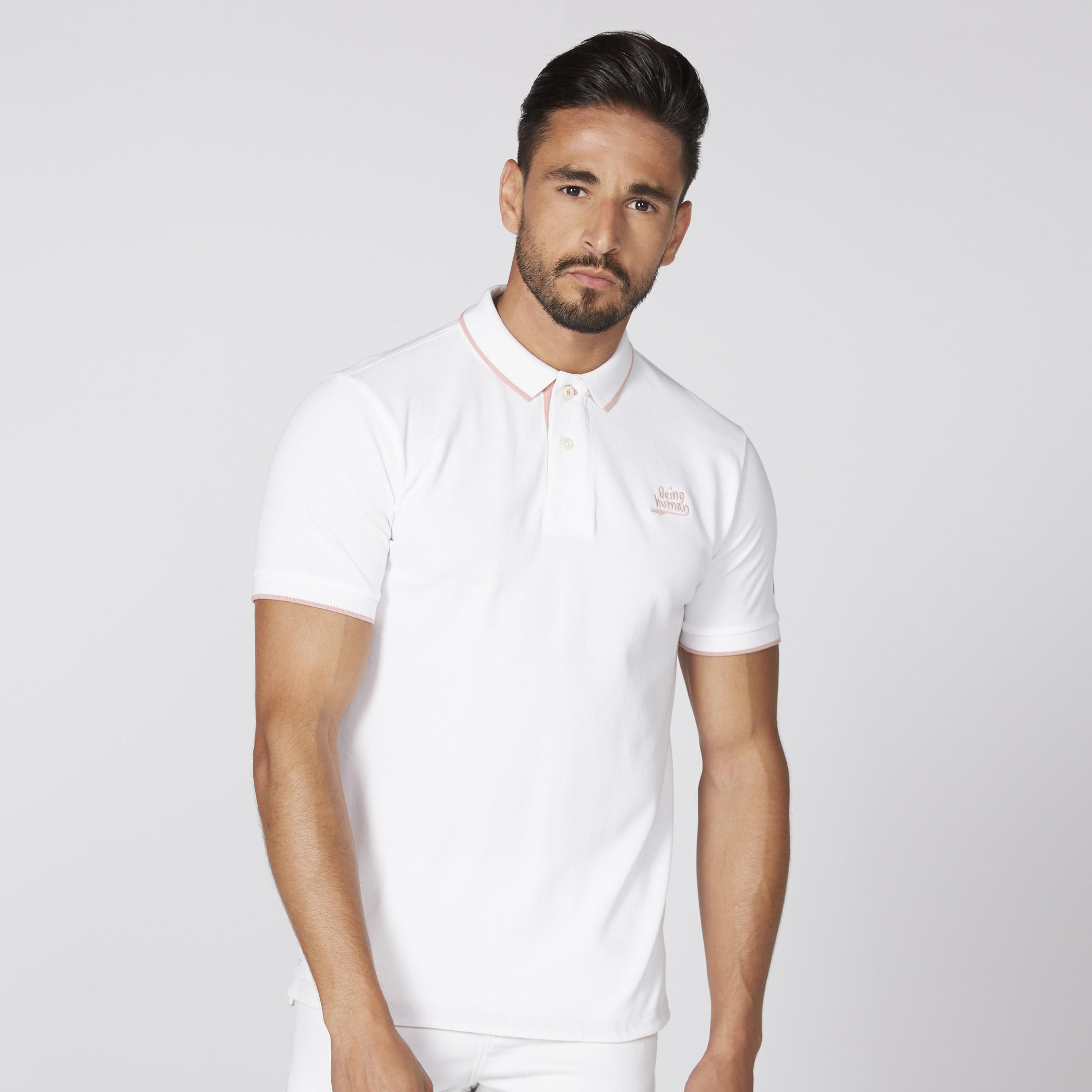 تيشيرت بياقة بولو وأكمام قصيرة بيينج هيومان-men-clothing-tshirtsandpolos-polos-image-1