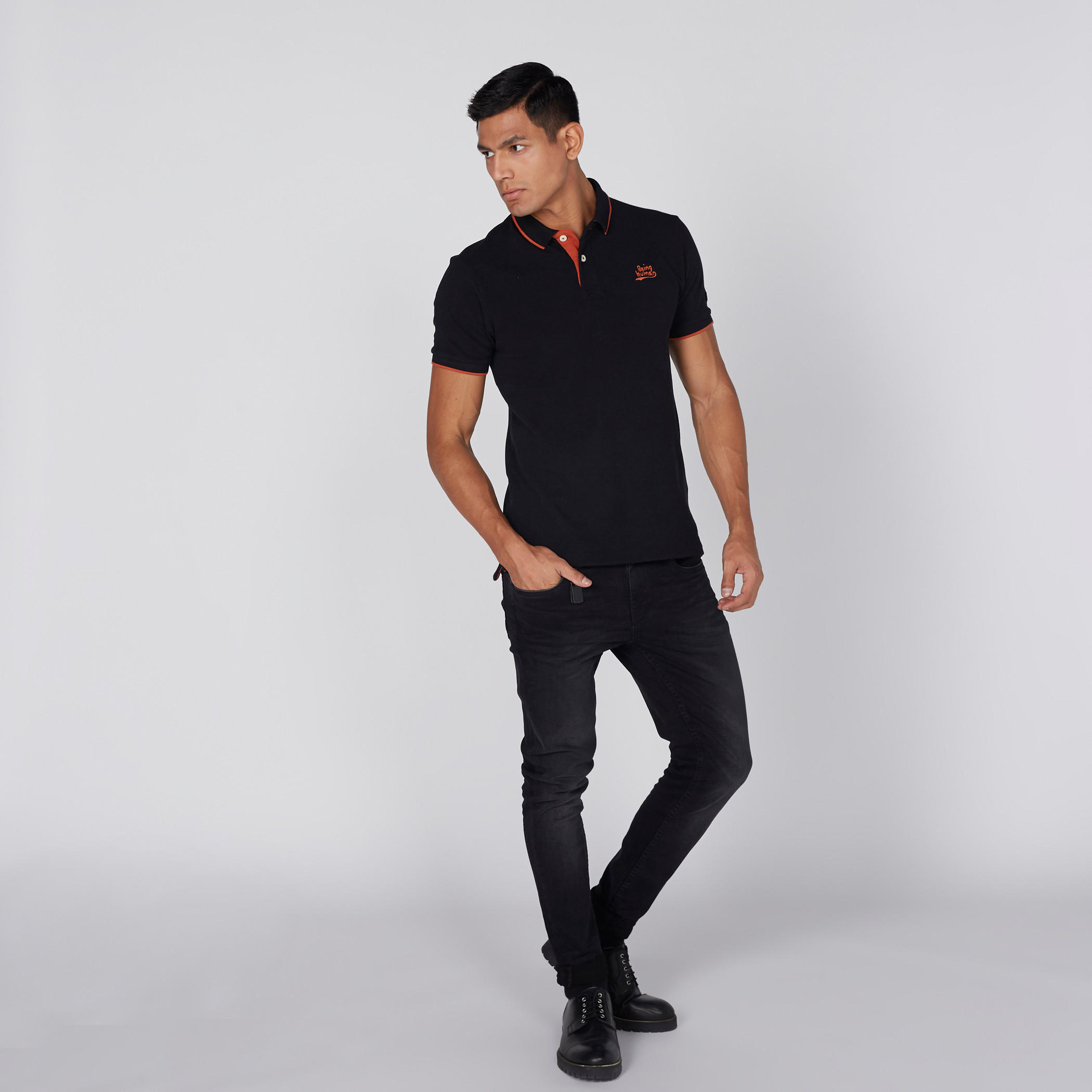 تيشيرت بياقة بولو وأكمام قصيرة بيينج هيومان-men-clothing-tshirtsandpolos-polos-image-1