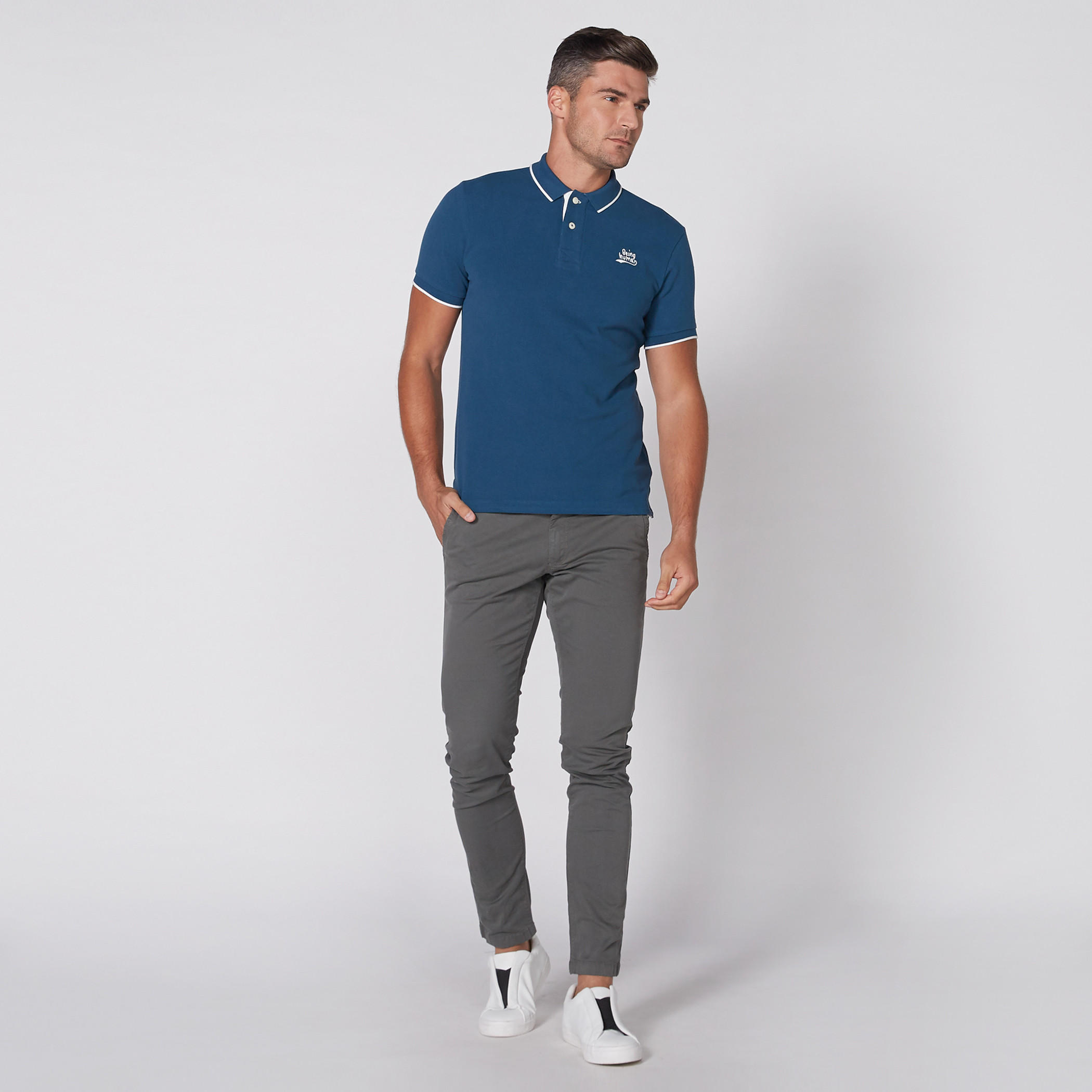 Being Human T-Shirt with Polo Neck and Short Sleeves-men-clothing-tshirtsandpolos-polos-image-1