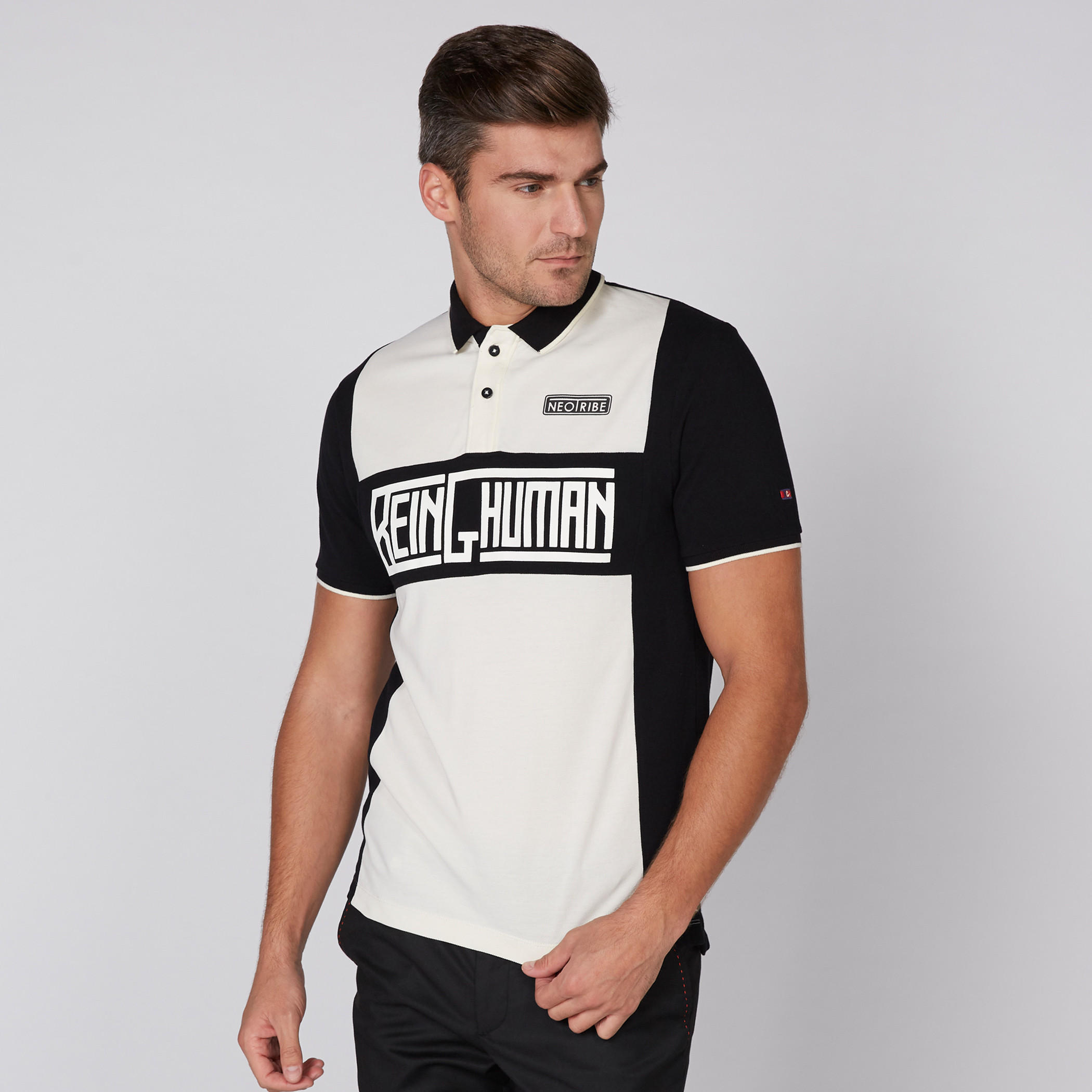 Being Human Printed T-Shirt with Polo Neck and Short Sleeves-men-clothing-tshirtsandpolos-polos-image-1