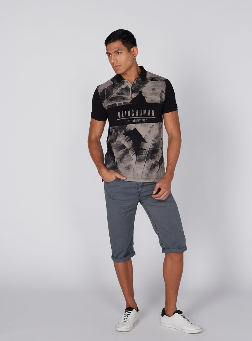 تيشيرت بياقة بولو وأكمام قصيرة وطبعات بيينج هيومان-men-clothing-tshirtsandpolos-polos-image-4
