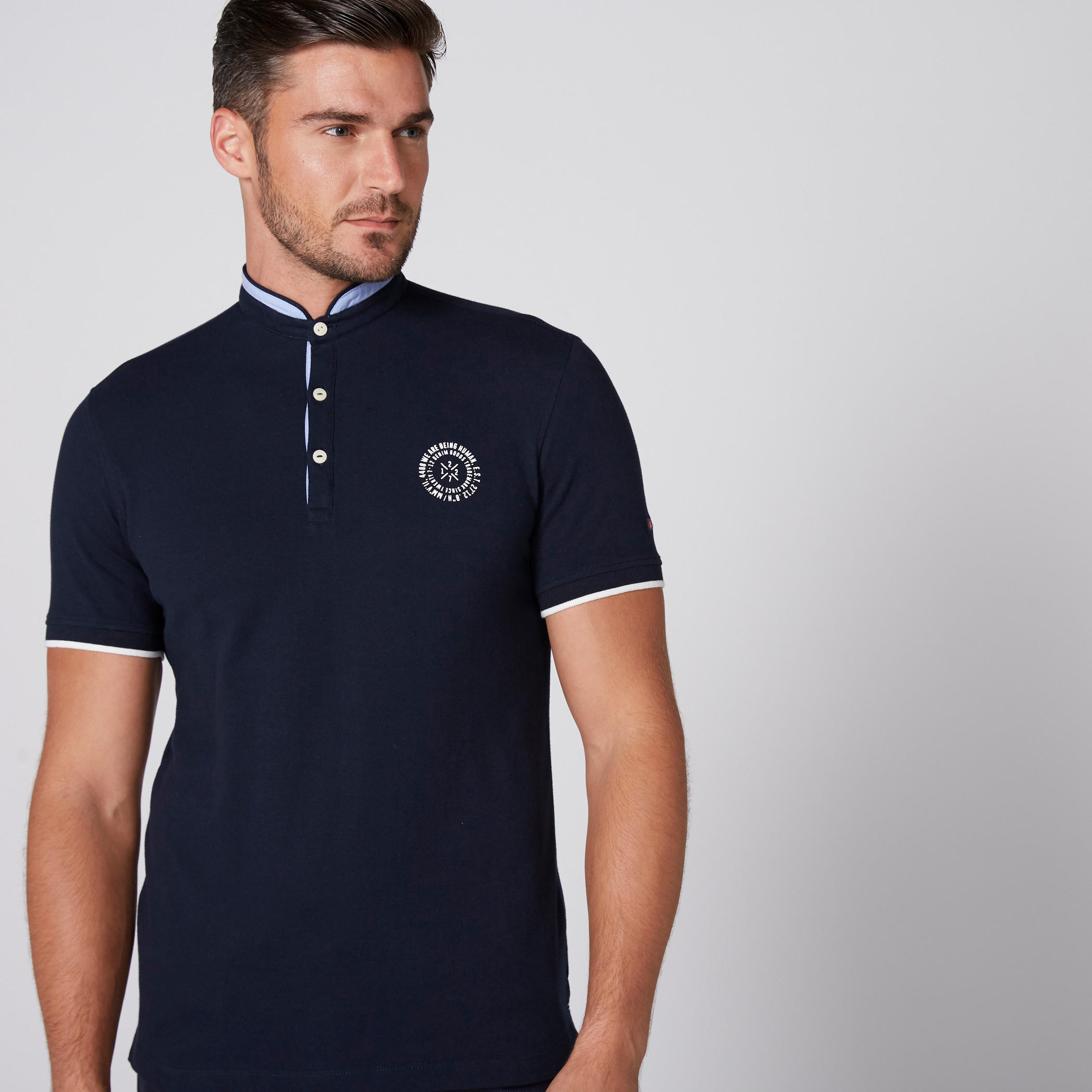 Being Human T-Shirt with Henley Neck and Short Sleeves-men-clothing-tshirtsandpolos-tshirts-image-1