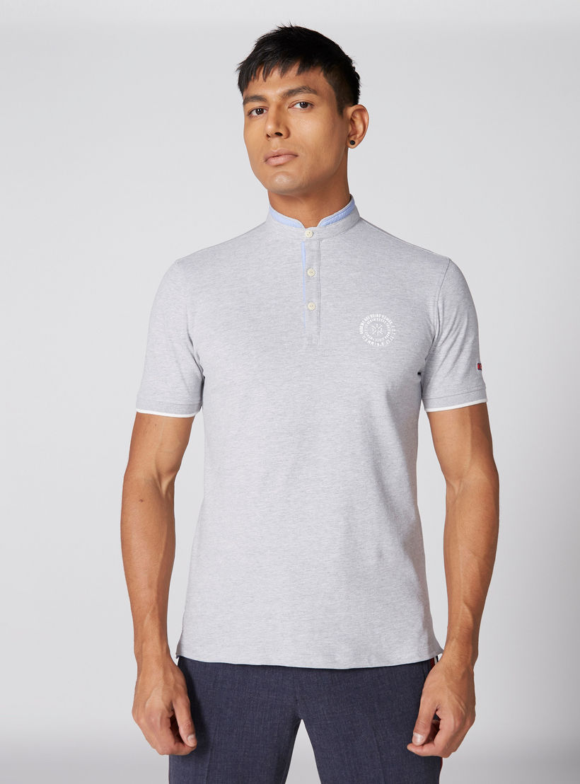 تيشيرت بياقة هينلي وأكمام قصيرة من بيينج هيومان-men-clothing-tshirtsandpolos-tshirts-image-1