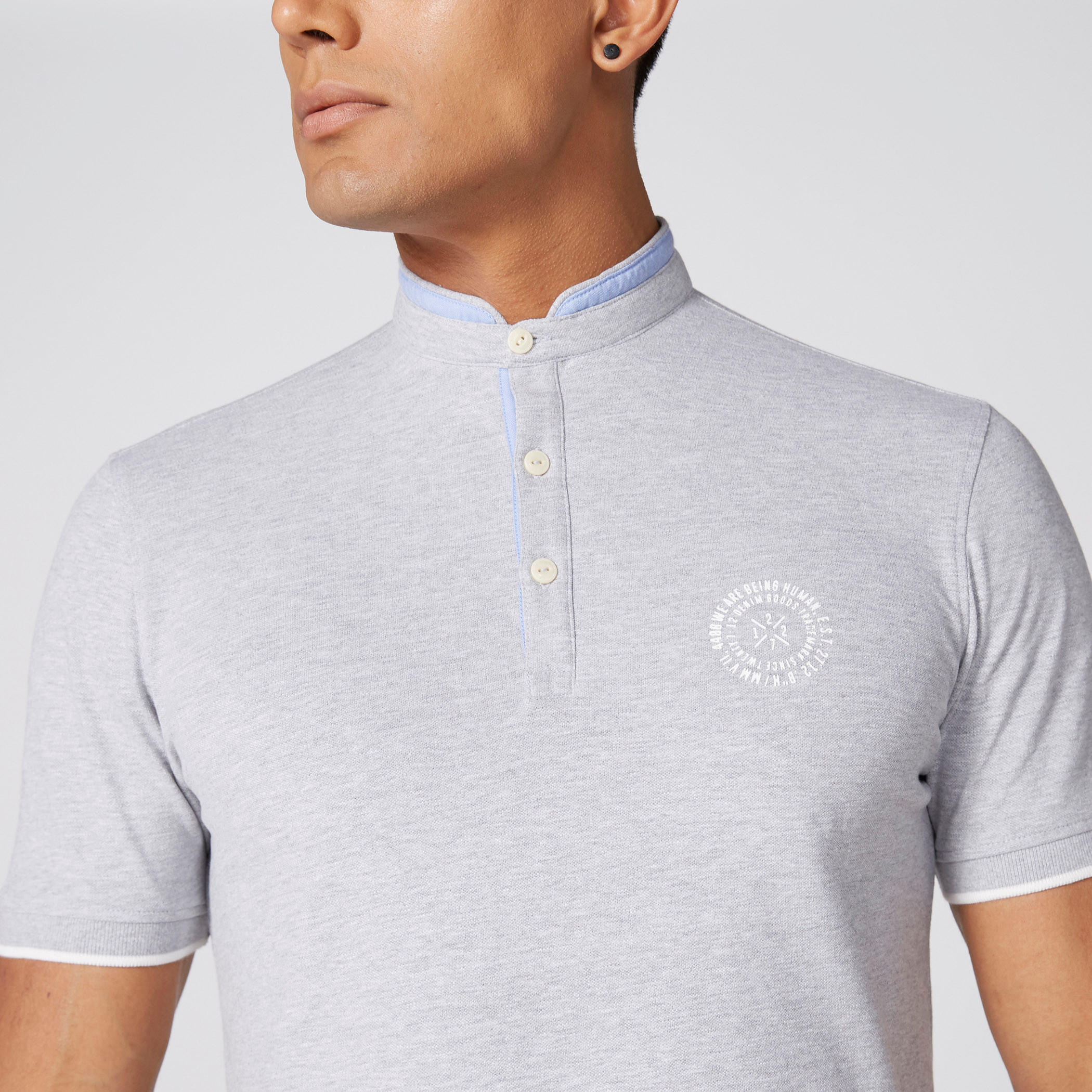تيشيرت بياقة هينلي وأكمام قصيرة من بيينج هيومان-men-clothing-tshirtsandpolos-tshirts-image-3