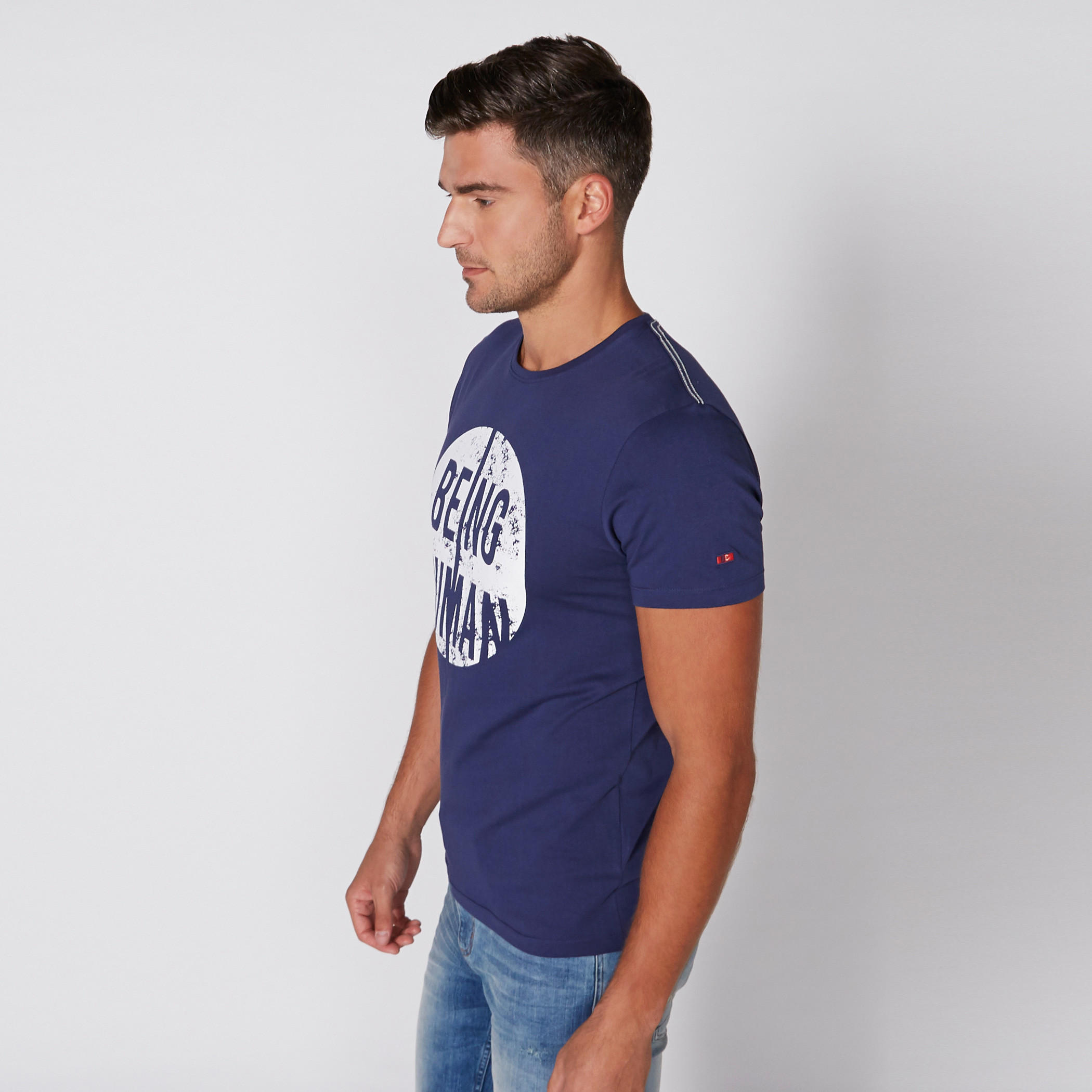تيشيرت بياقة مستديرة وأكمام قصيرة مع طبعات بيينج هيومان-men-clothing-tshirtsandpolos-tshirts-image-3